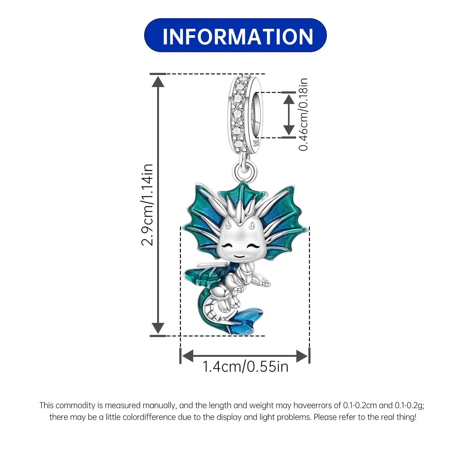 PANPOKI Ciondolo in Argento Sterling 925 Tema Oceano e Animali (Panda, Gatto, Cane, Elefante, Pesce, Granchio Eremito, Razza Manta, Sirena) - immagine 4