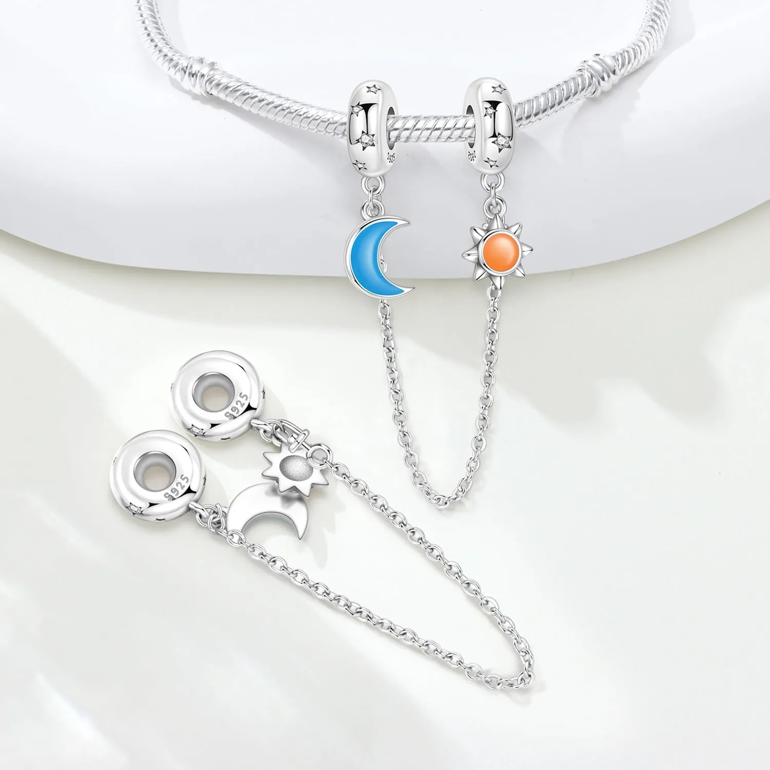 PANPOKI Catenina di Sicurezza in Argento Sterling 925 con Zirconi Design Infinito per Braccialetti con Ciondoli - immagine 2