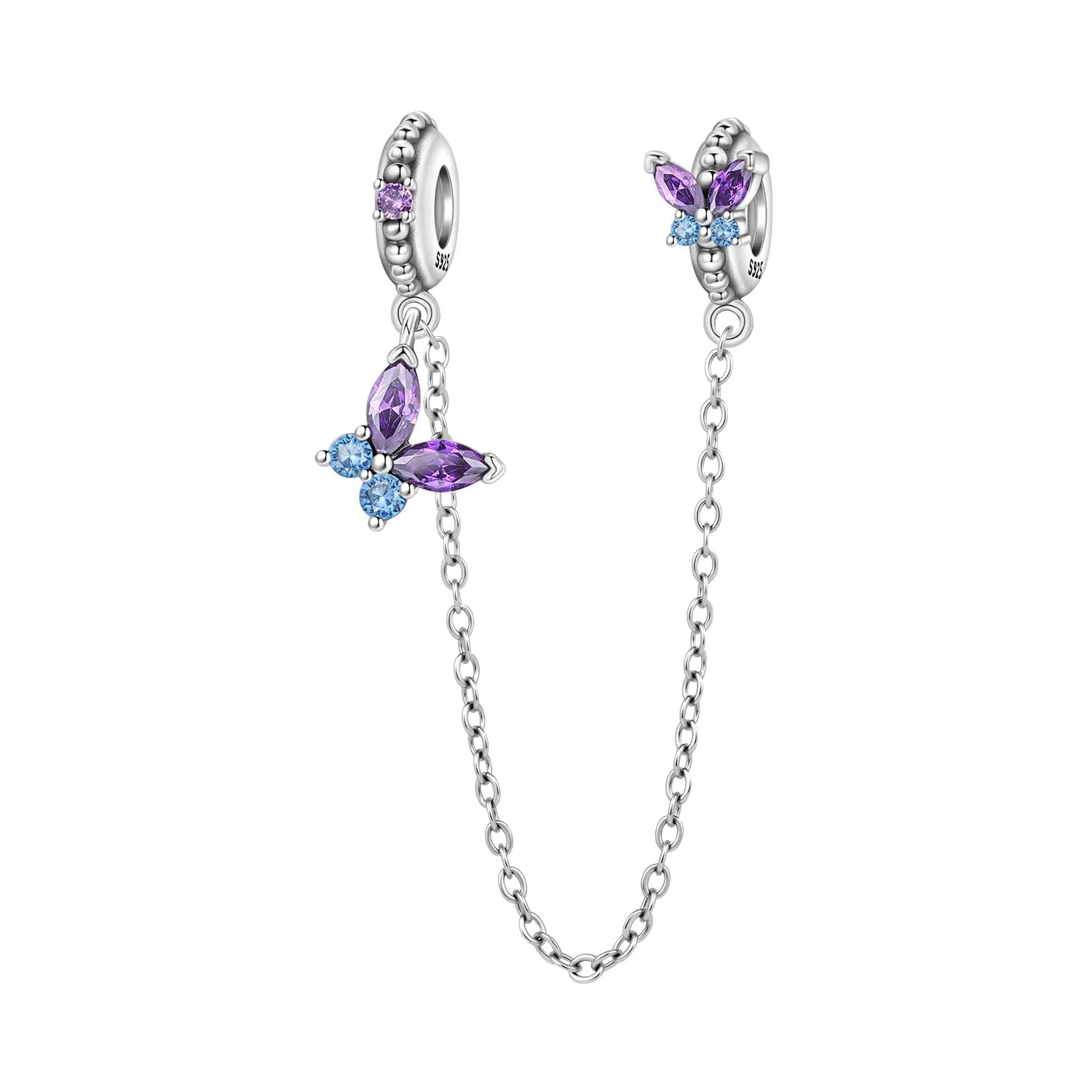 PANPOKI Catenina di sicurezza in argento Sterling 925 con zirconi, design infinito per braccialetti con ciondoli - immagine 1