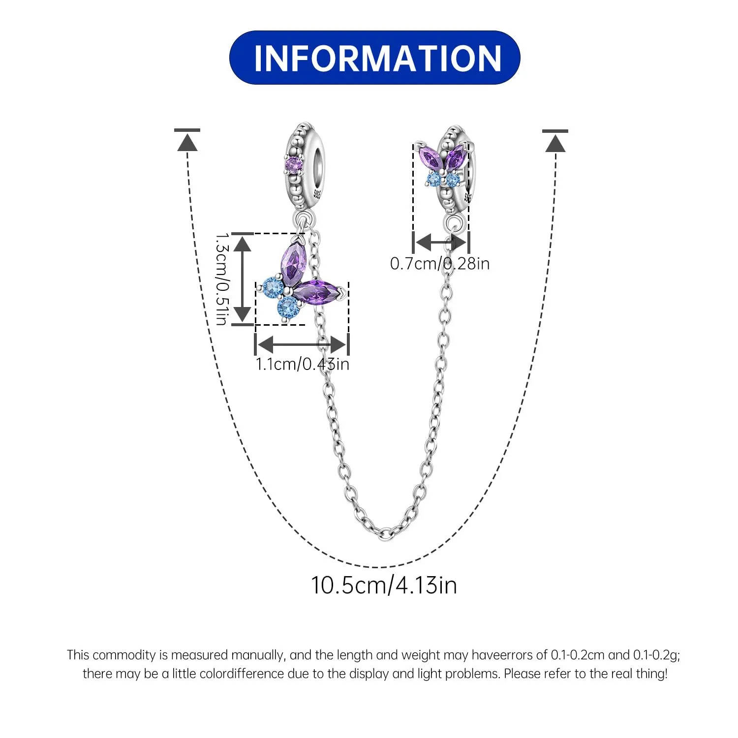 PANPOKI Catenina di sicurezza in argento Sterling 925 con zirconi, design infinito per braccialetti con ciondoli - immagine 4