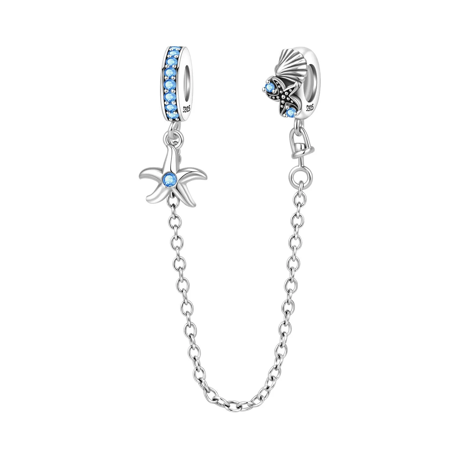 PANPOKI Perline distanziali per braccialetti e collane in argento Sterling 925 con zirconi cubici lisci e pavé (bianco, blu, placcato oro 18 carati) - immagine 1