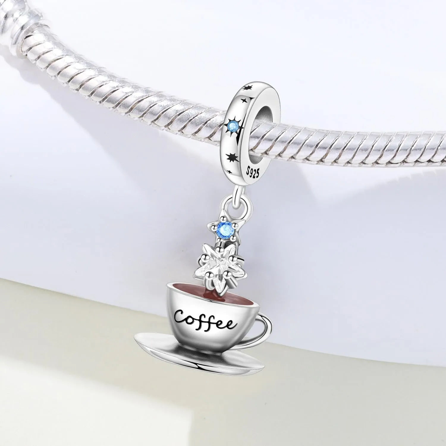 PANPOKI Ciondolo a forma di cibo in argento 925 con zirconi, caffè - immagine 3