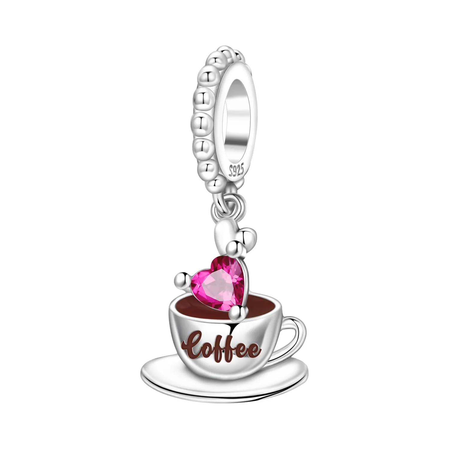 PANPOKI Ciondolo a forma di cibo in argento 925 e zirconi, caffè e cioccolato - immagine 1
