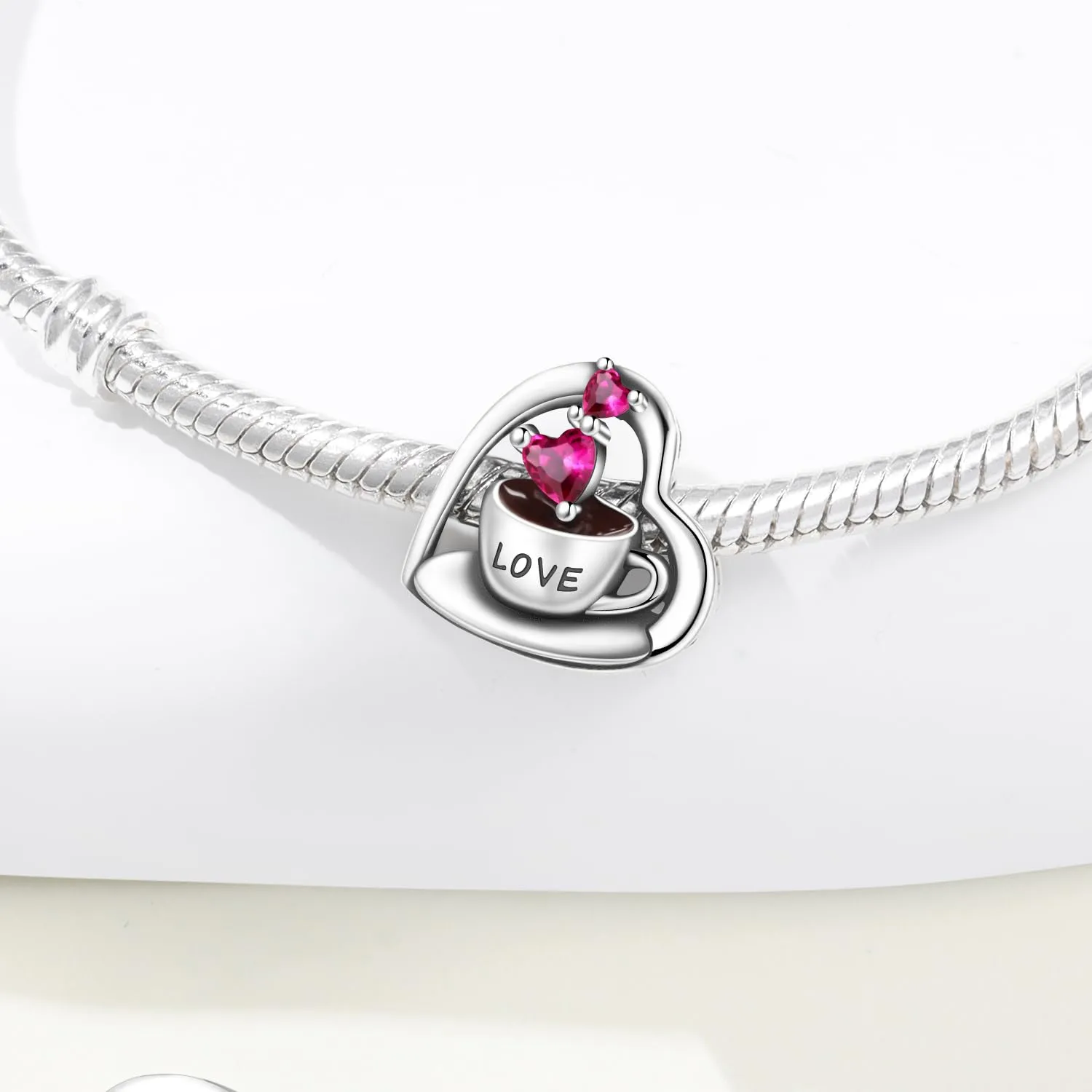 PANPOKI Ciondolo a forma di cibo in argento 925 con zirconi, caffè - immagine 3