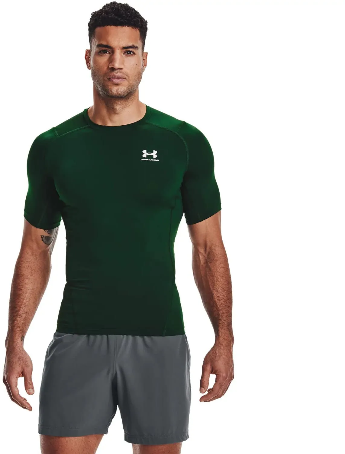 Under Armour HeatGear Maglietta a maniche corte a compressione da uomo - Forest Green - immagine 1