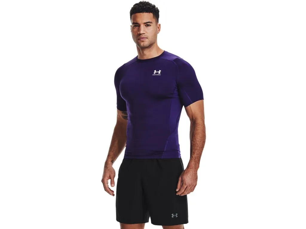 Under Armour HeatGear Maglietta a Maniche Corte a Compressione da Uomo - Viola - 3XL Tall - immagine 1