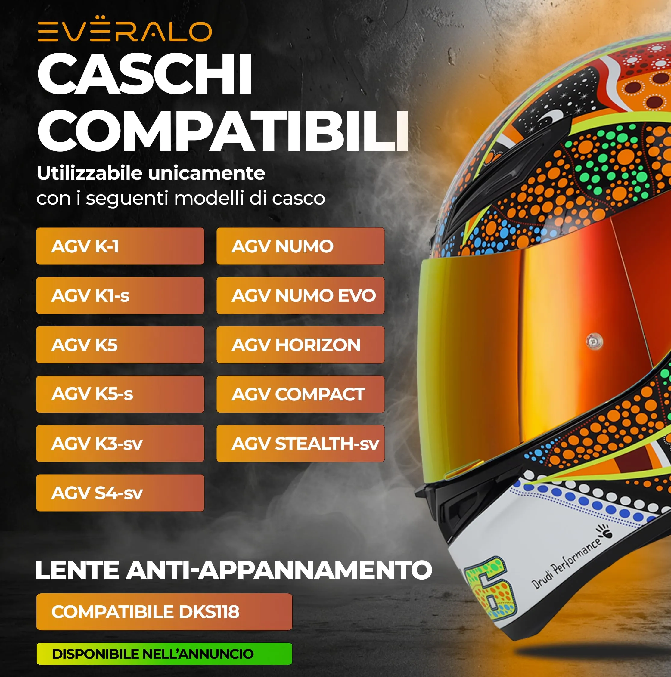 Everalo Visiera per Casco AGV K1, K1s, K3sv, K5, K5s, GT2 - immagine 2