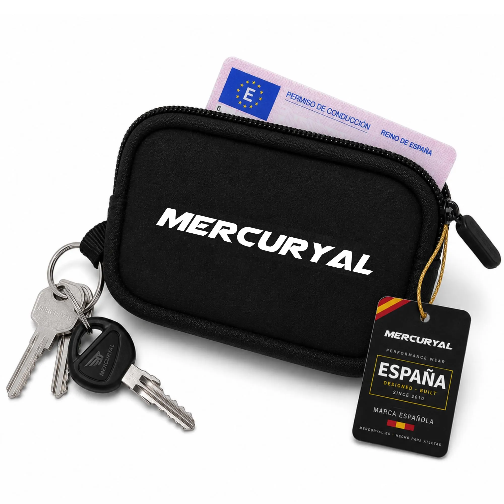 MERCURYAL Portachiavi Moto in Neoprene con Anello, Nero - immagine 1