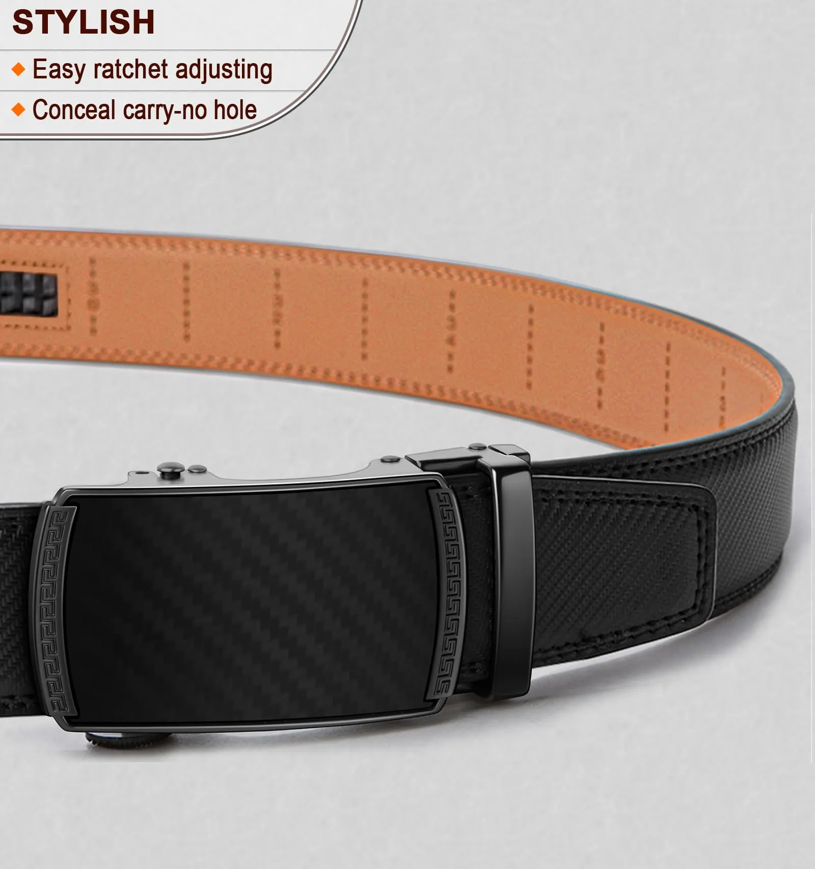 BULLIANT Cintura Uomo in Pelle con Fibbia Automatica a Cricchetto 35mm, Nero, 105cm - immagine 2