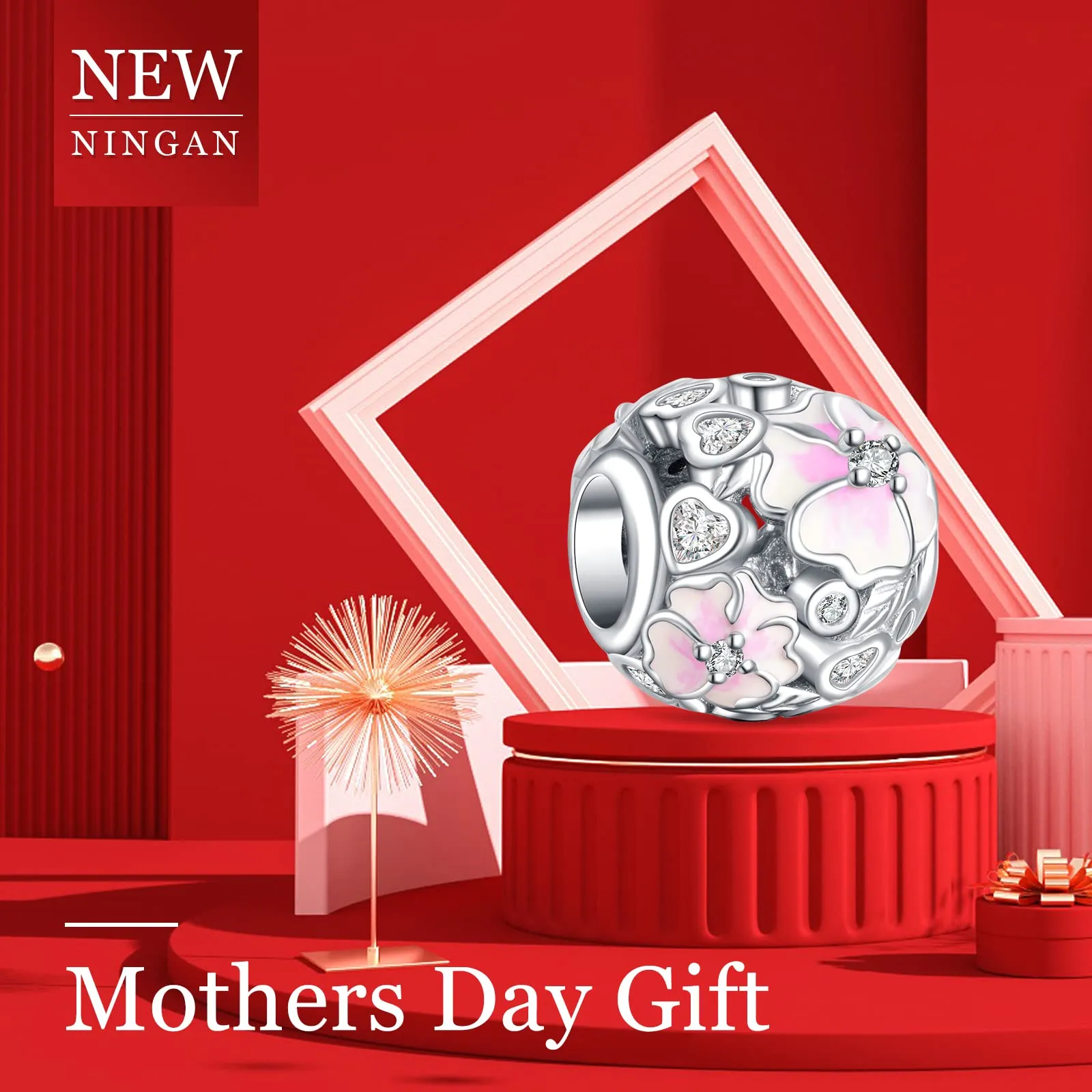 NINGAN 925 Sterling Silver Hollow Flower and Heart Zircon Charm Bracelet for Women - immagine 2