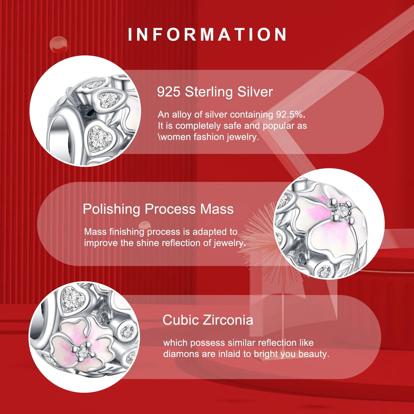 NINGAN 925 Sterling Silver Hollow Flower and Heart Zircon Charm Bracelet for Women - immagine 6