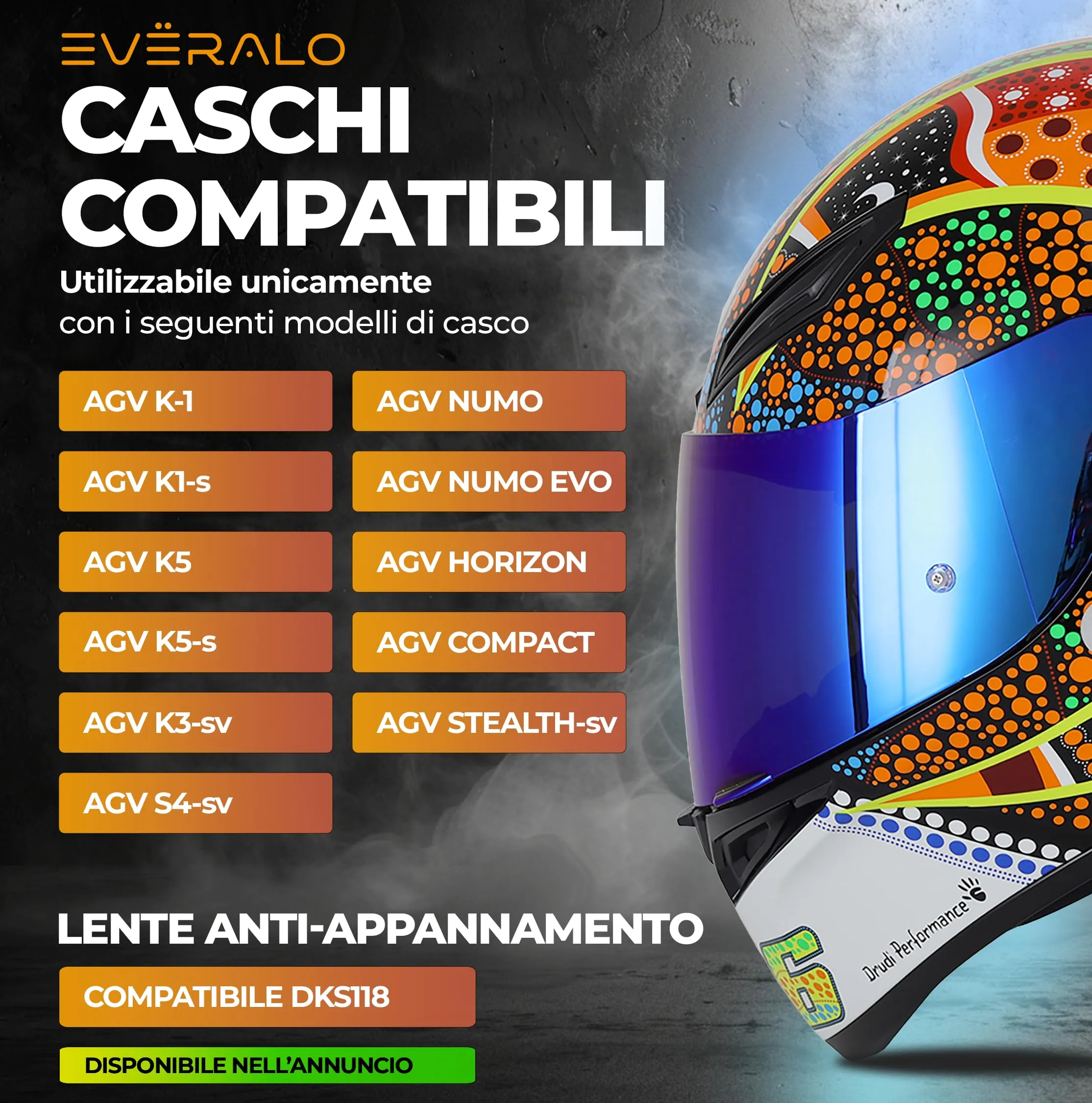 Everalo Visiera per Casco AGV K1 K1s K3sv K5 K5s GT2 - immagine 2