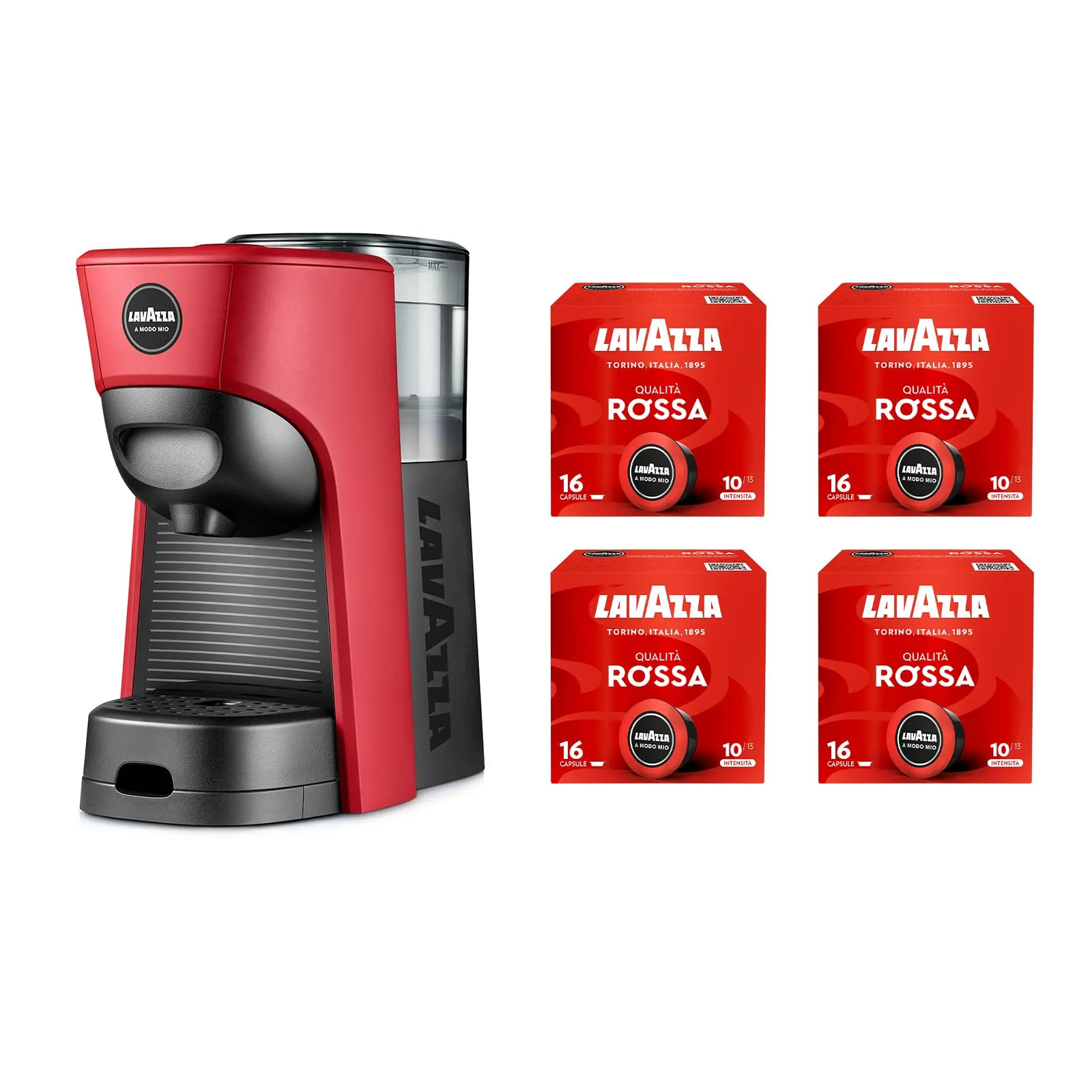 Lavazza A Modo Mio Tiny Macchina per Caffè Rossa con 64 Capsule Qualità Rossa - immagine 1