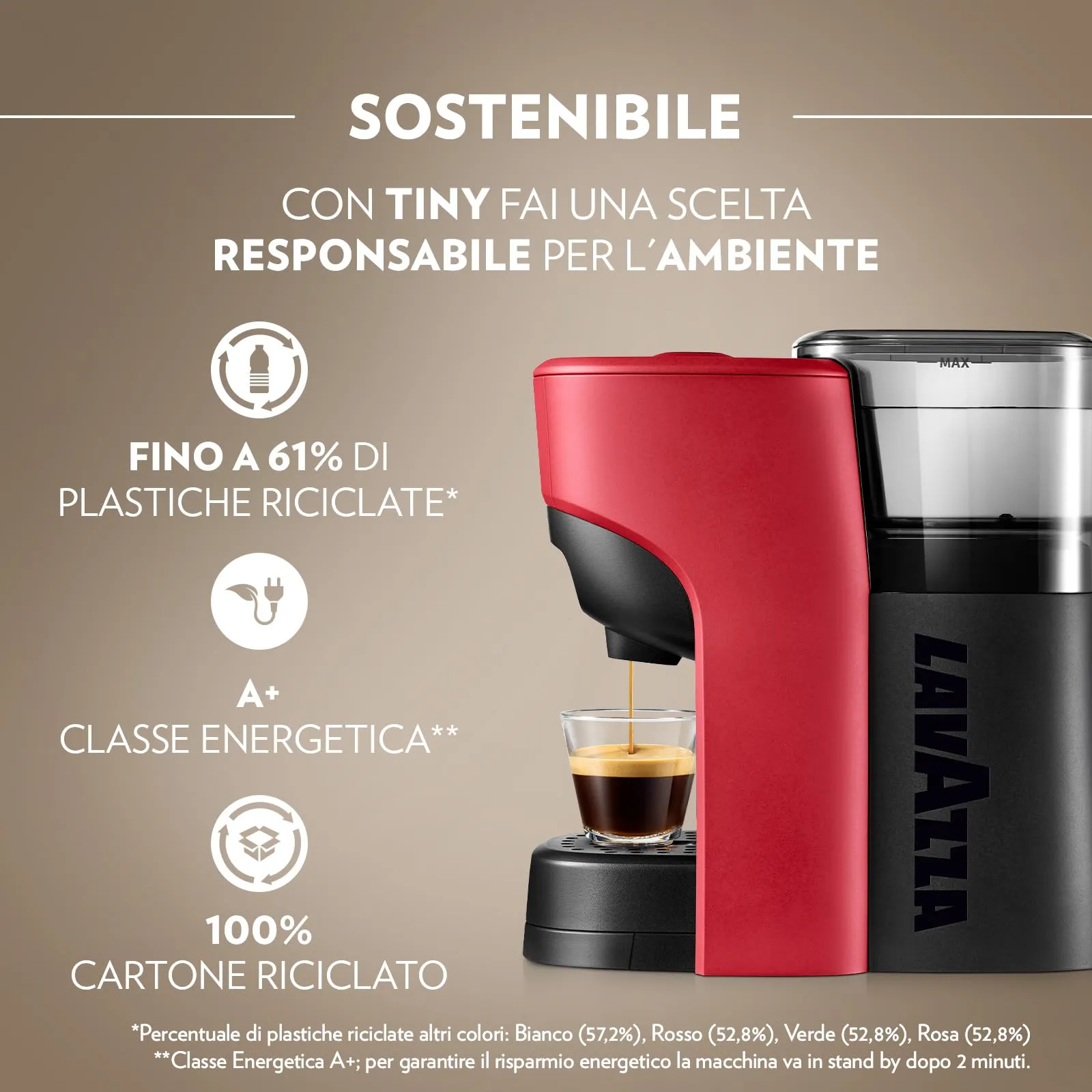 Lavazza A Modo Mio Tiny Macchina per Caffè Rossa con 64 Capsule Qualità Rossa - immagine 2