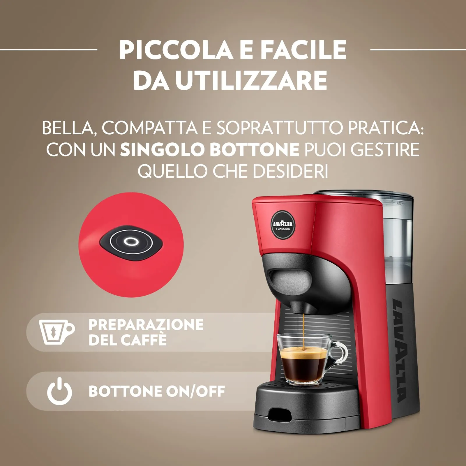 Lavazza A Modo Mio Tiny Macchina per Caffè Rossa con 64 Capsule Qualità Rossa - immagine 3
