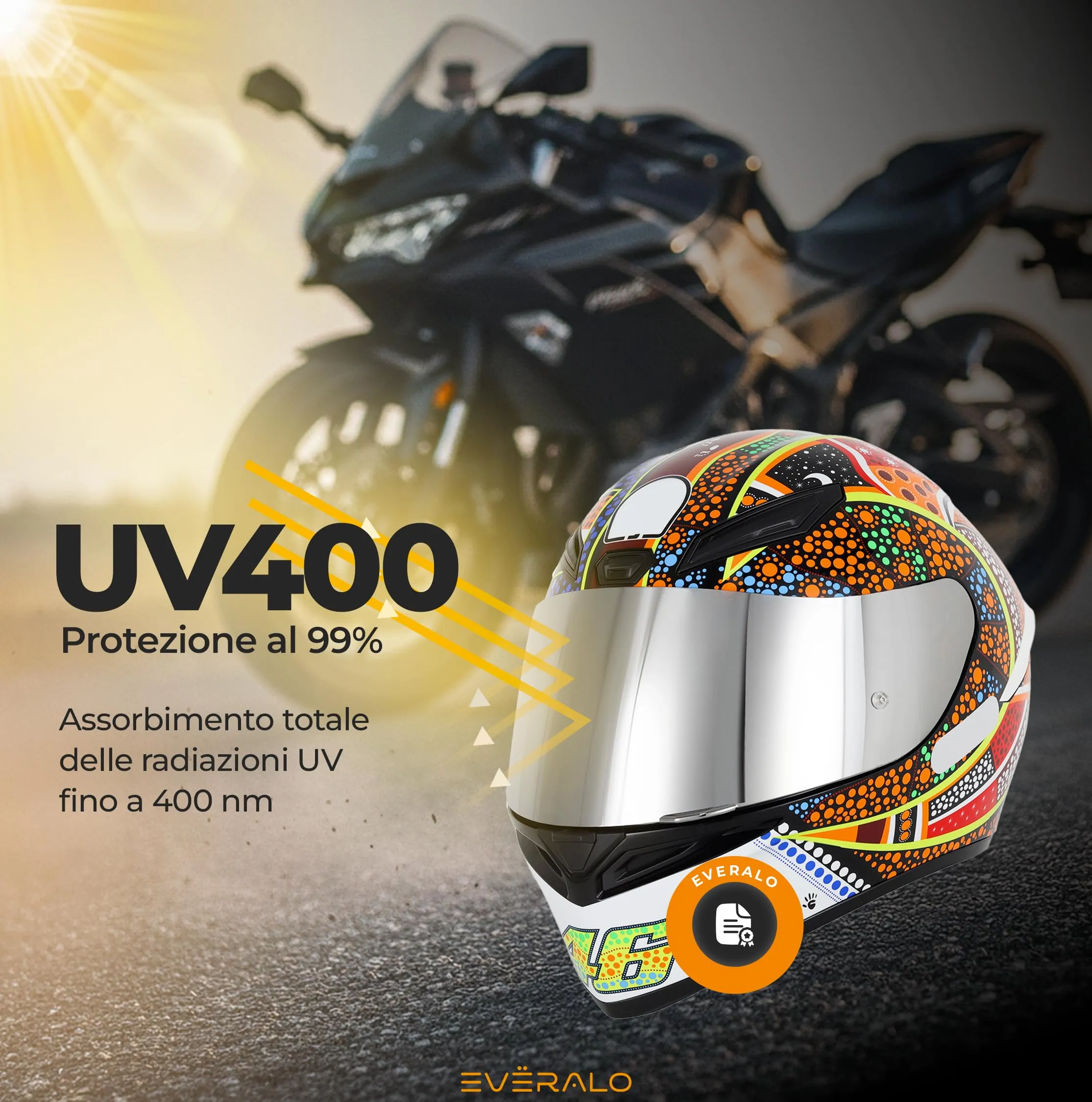Everalo Visiera per Casco AGV K1 K1s K3sv K5 K5s GT2 Argento Cromo - immagine 9