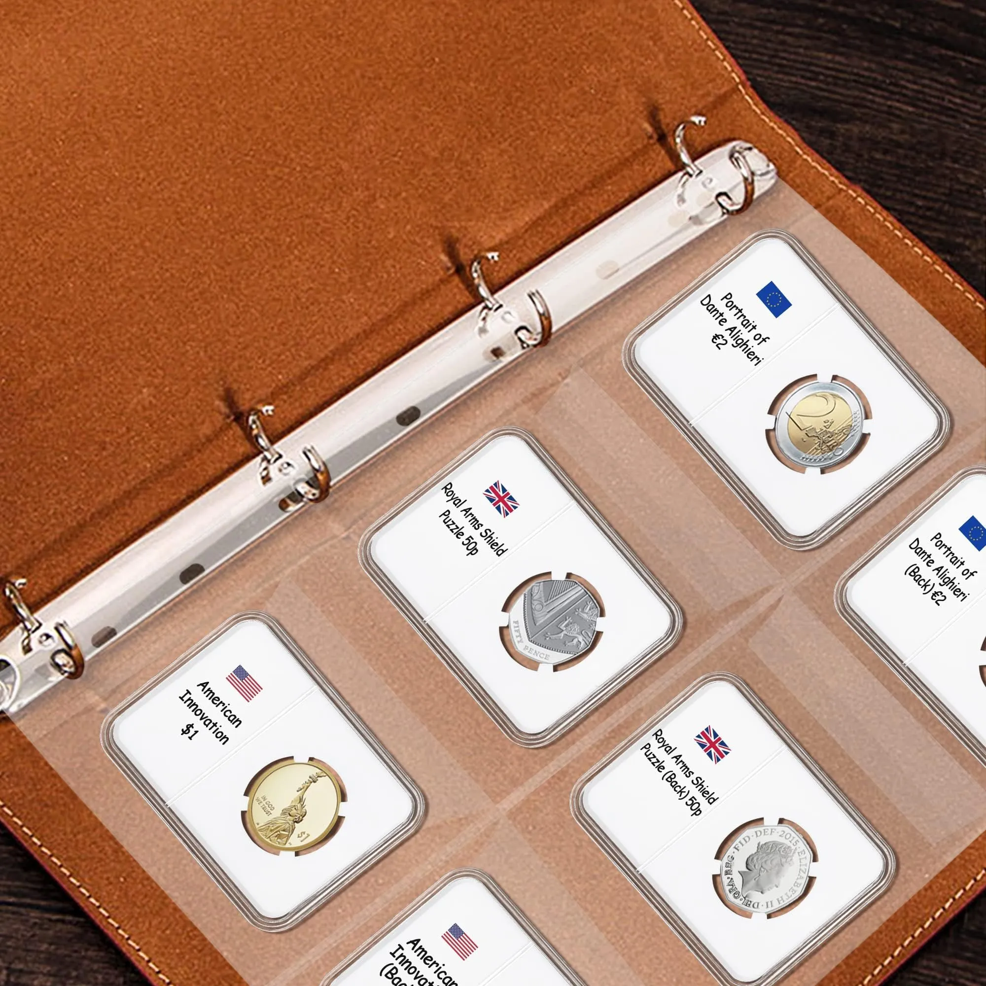 Uncle Paul Fogli con tasche per monete, 10 fogli, 60 tasche (99 mm × 93 mm per tasca) - immagine 6