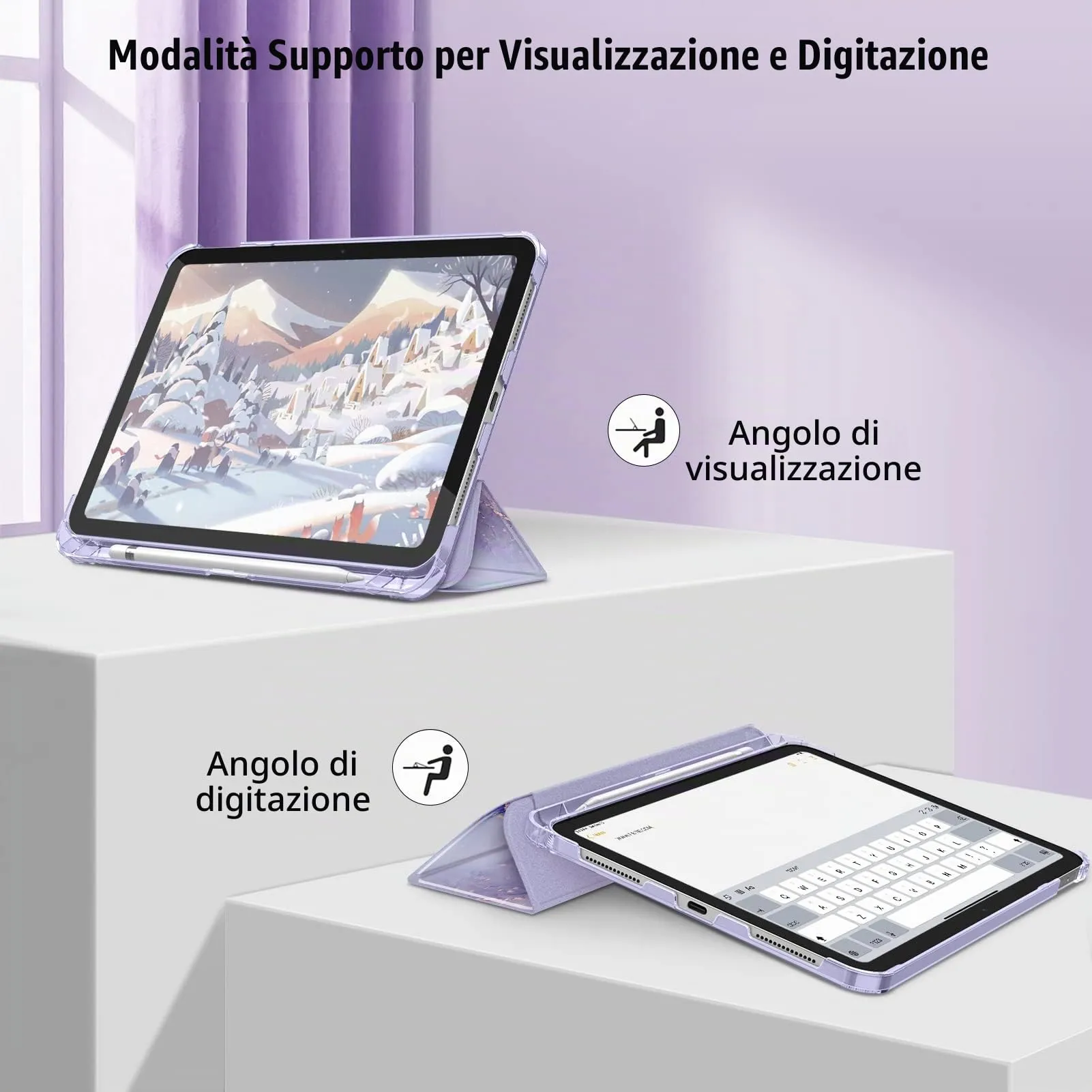 FINTIE Cover for iPad 11th Gen 11" (2025) and iPad 10th Gen 10.9" (2022) - Lilla Marble Animalier Synthetic Leather Case - immagine 3