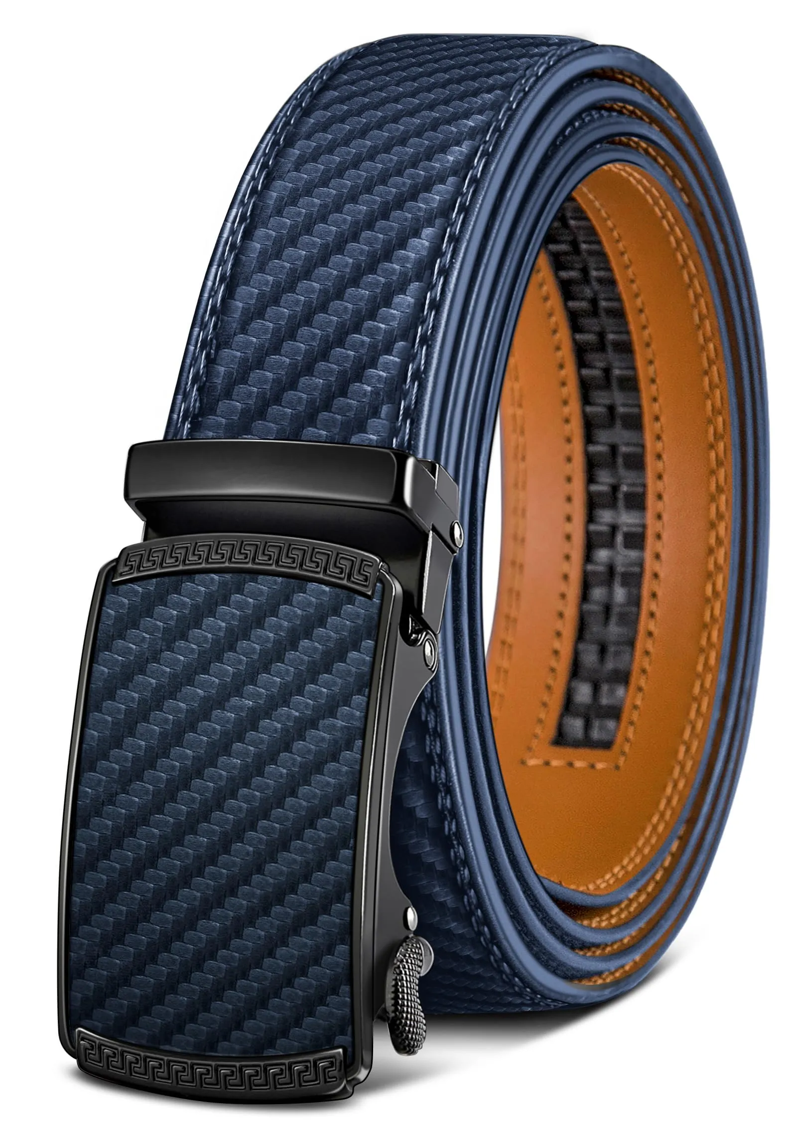 BULLIANT Cintura Uomo in Pelle con Fibbia Automatica a Cricchetto 35mm, Blu Navy, 105cm - immagine 1