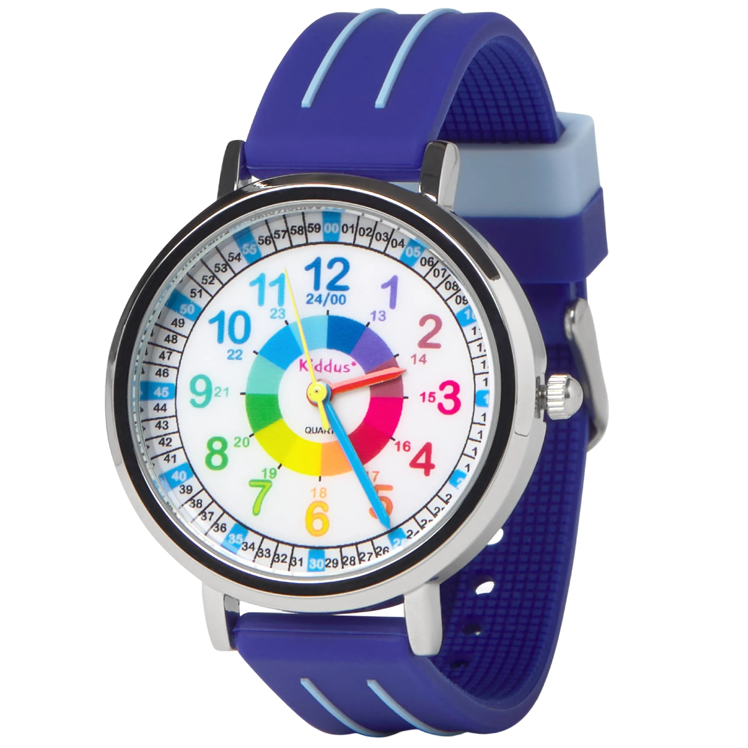 Kiddus Orologio Educativo Analogico per Bambini 5-10 Anni, 3ATM e 5ATM, Blu - immagine 1
