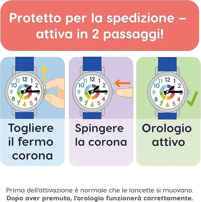Kiddus Orologio Educativo Analogico per Bambini 5-10 Anni, 3ATM e 5ATM, Blu - immagine 2