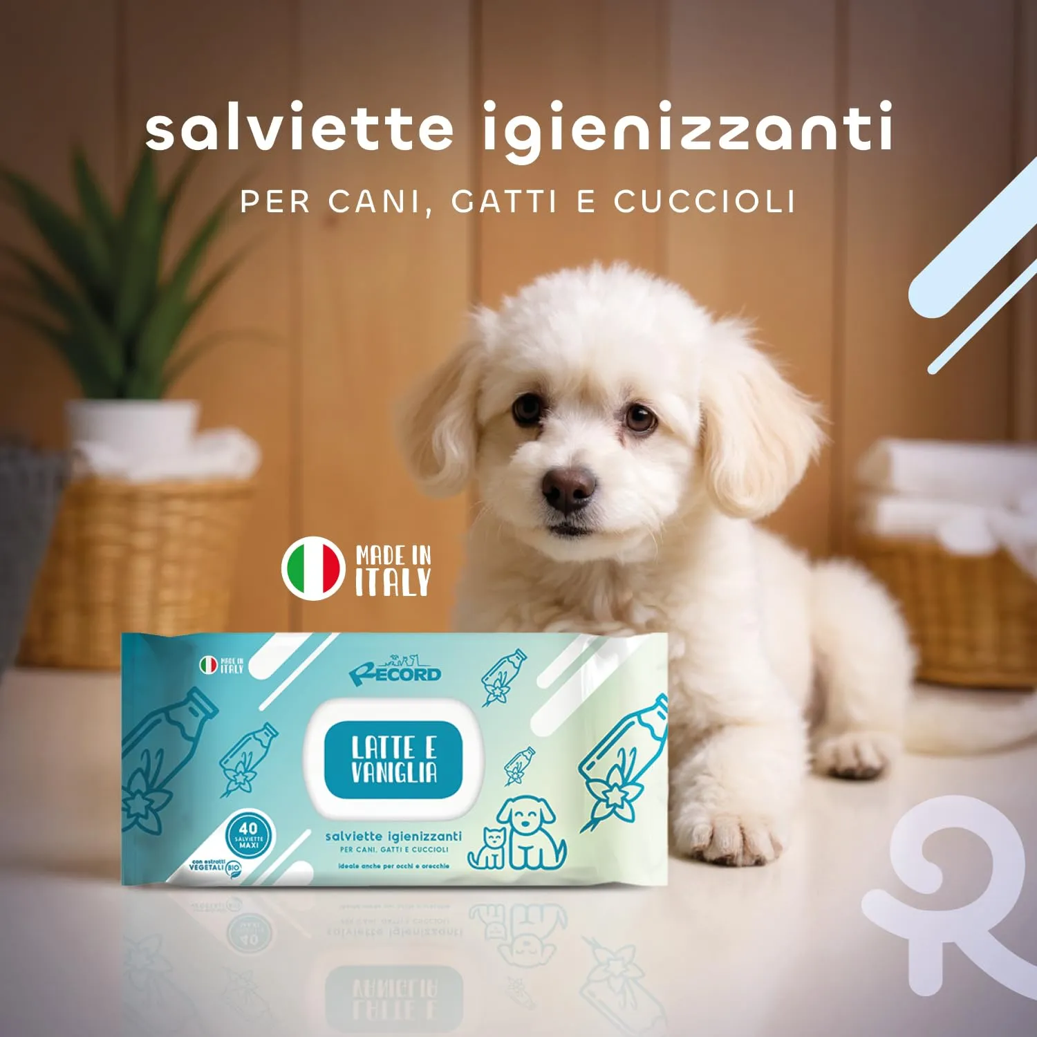 Record Salviette Igienizzanti per Cani e Gatti, Latte e Vaniglia, 40 Pezzi - immagine 3