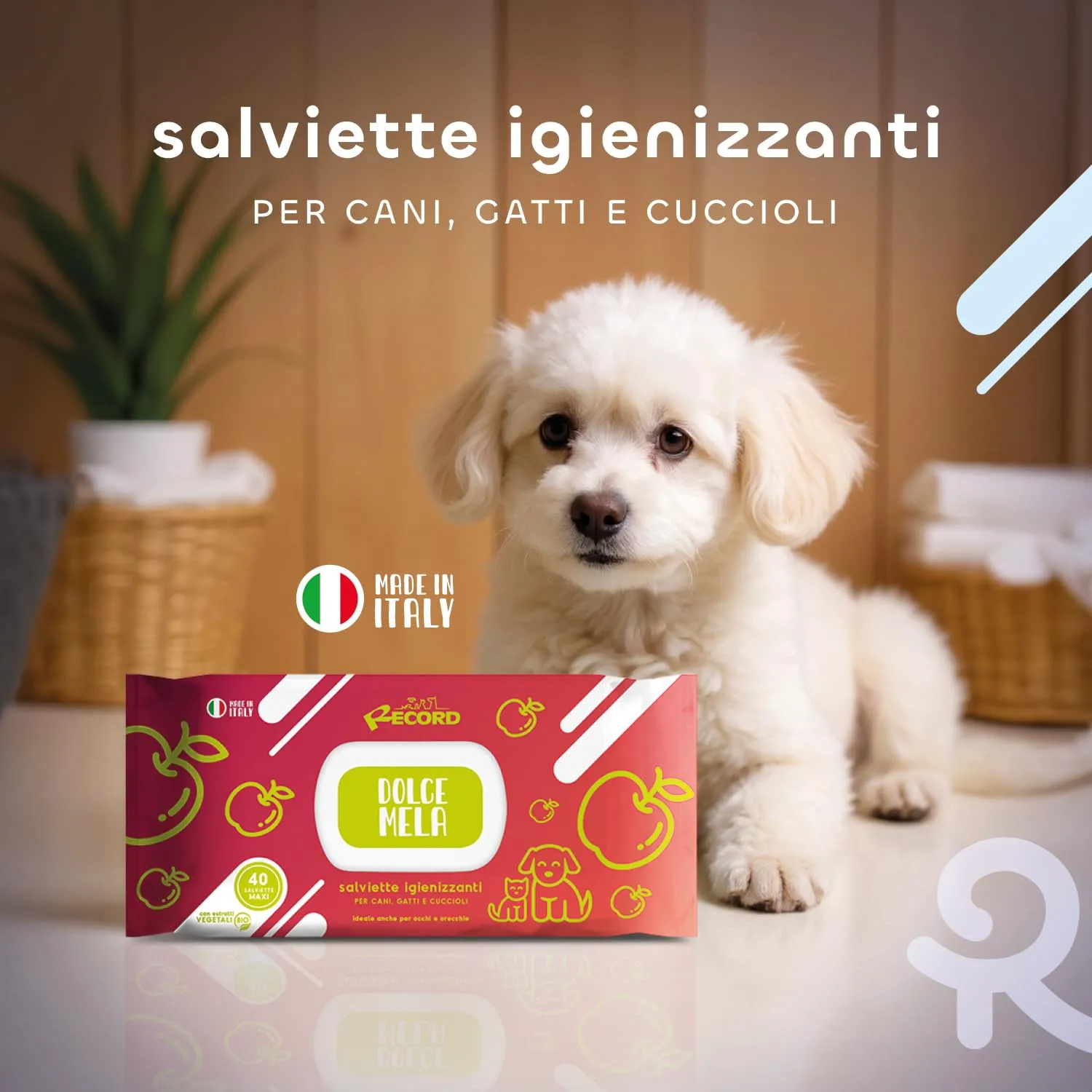 Record Salviette Igienizzanti per Cani e Gatti, Aroma Mela, 40 Pezzi - immagine 3