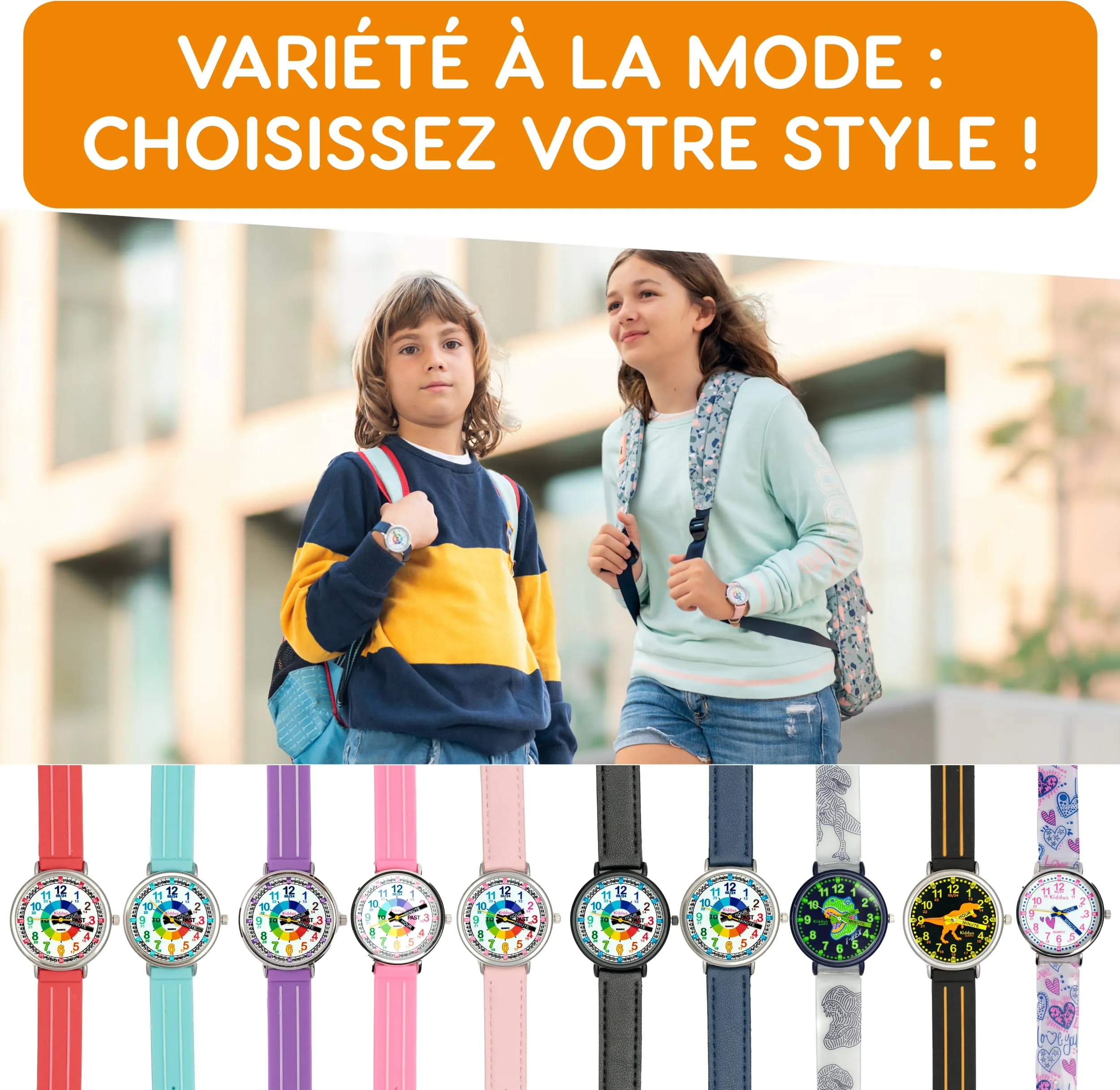 Kiddus Orologio Educativo Analogico per Bambini 5-10 Anni, Impermeabile 5ATM, Movimento Giapponese - immagine 7