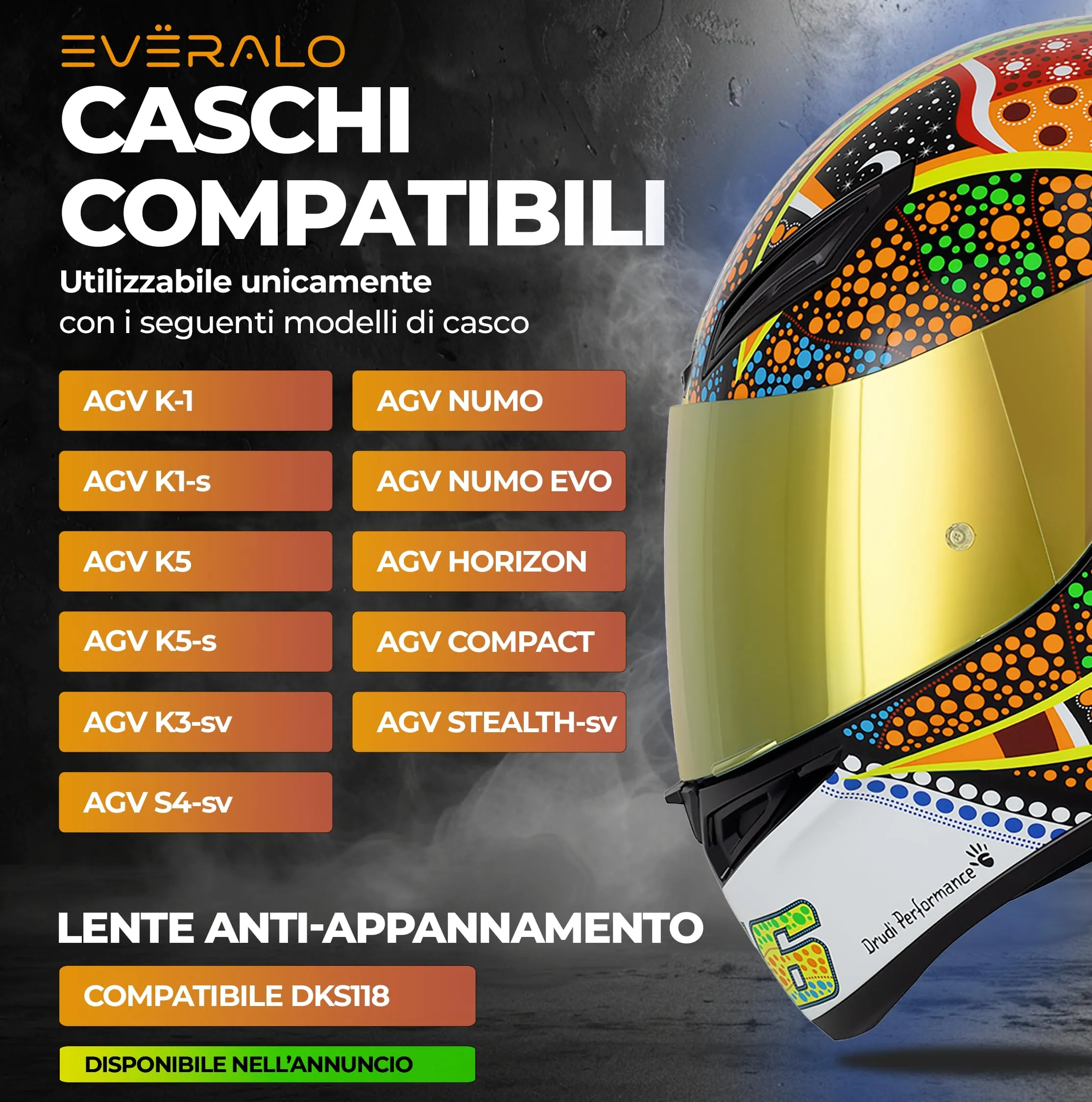 Everalo Visiera per Casco AGV K1 K1s K3sv K5 K5s GT2 - immagine 2