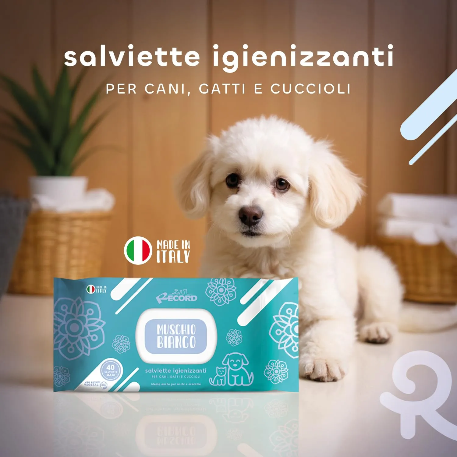 Record Salviette Igienizzanti per Cani e Gatti Aroma Muschio, 40 pz - immagine 3