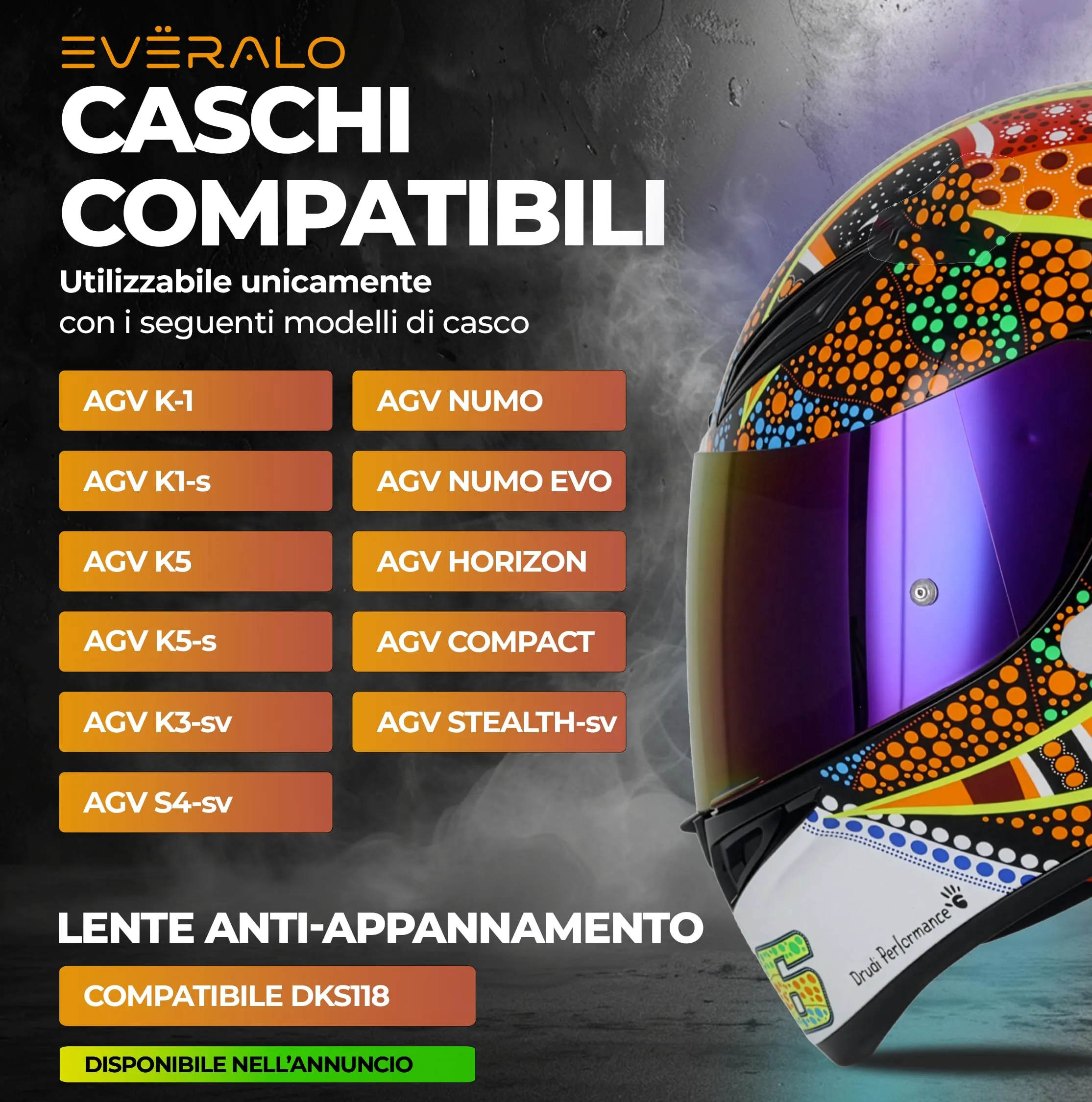 Everalo Visiera per Casco AGV K1 K1s K3sv K5 K5s GT2 - immagine 2
