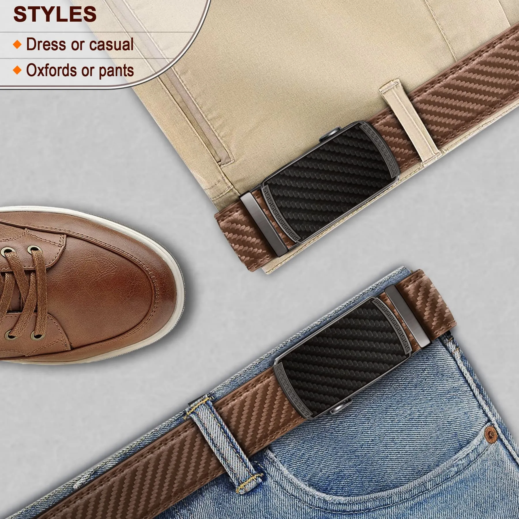 BULLIANT Cintura Uomo in Pelle con Fibbia Automatica a Cricchetto 35mm, Fulvo2945, 110cm - immagine 9