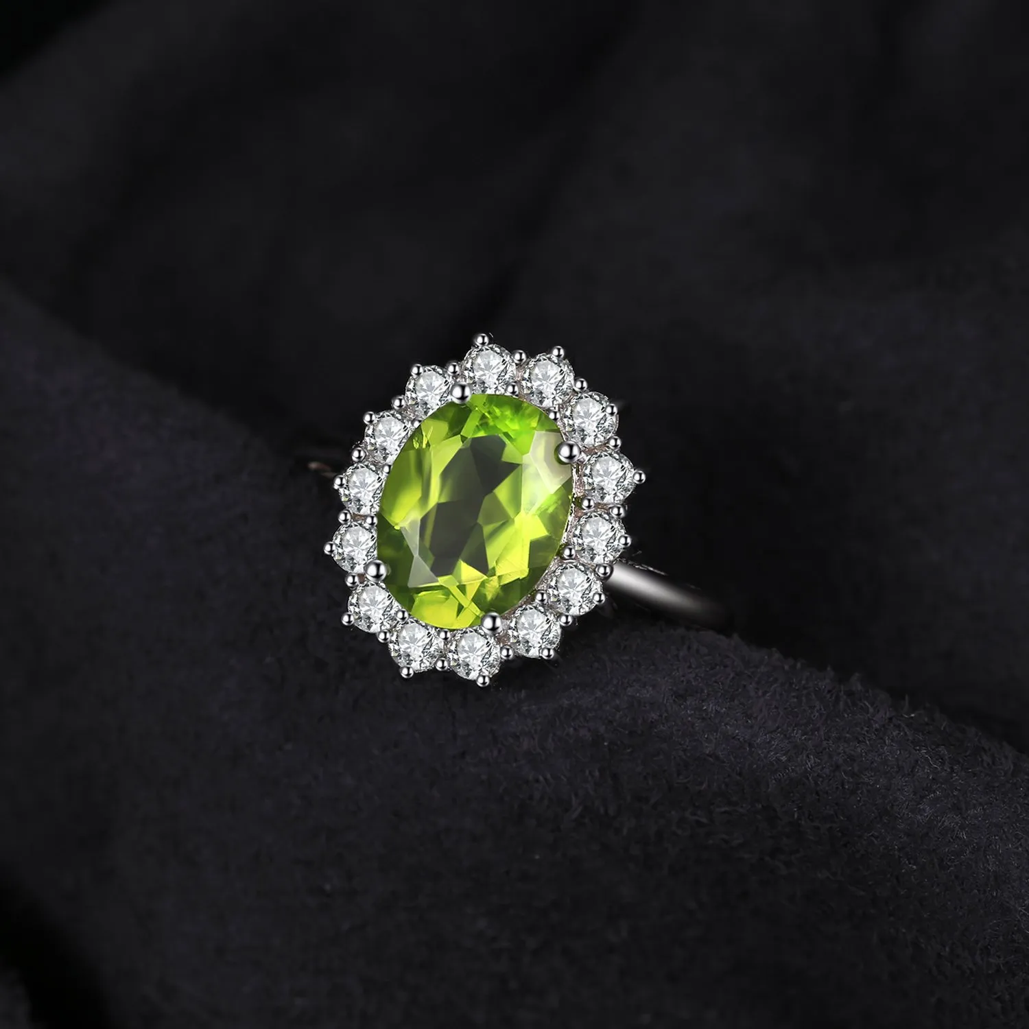 JewelryPalace Anello Halo Donna in Argento 925 con Peridoto Verde e Zirconi, Taglia 16 - immagine 5