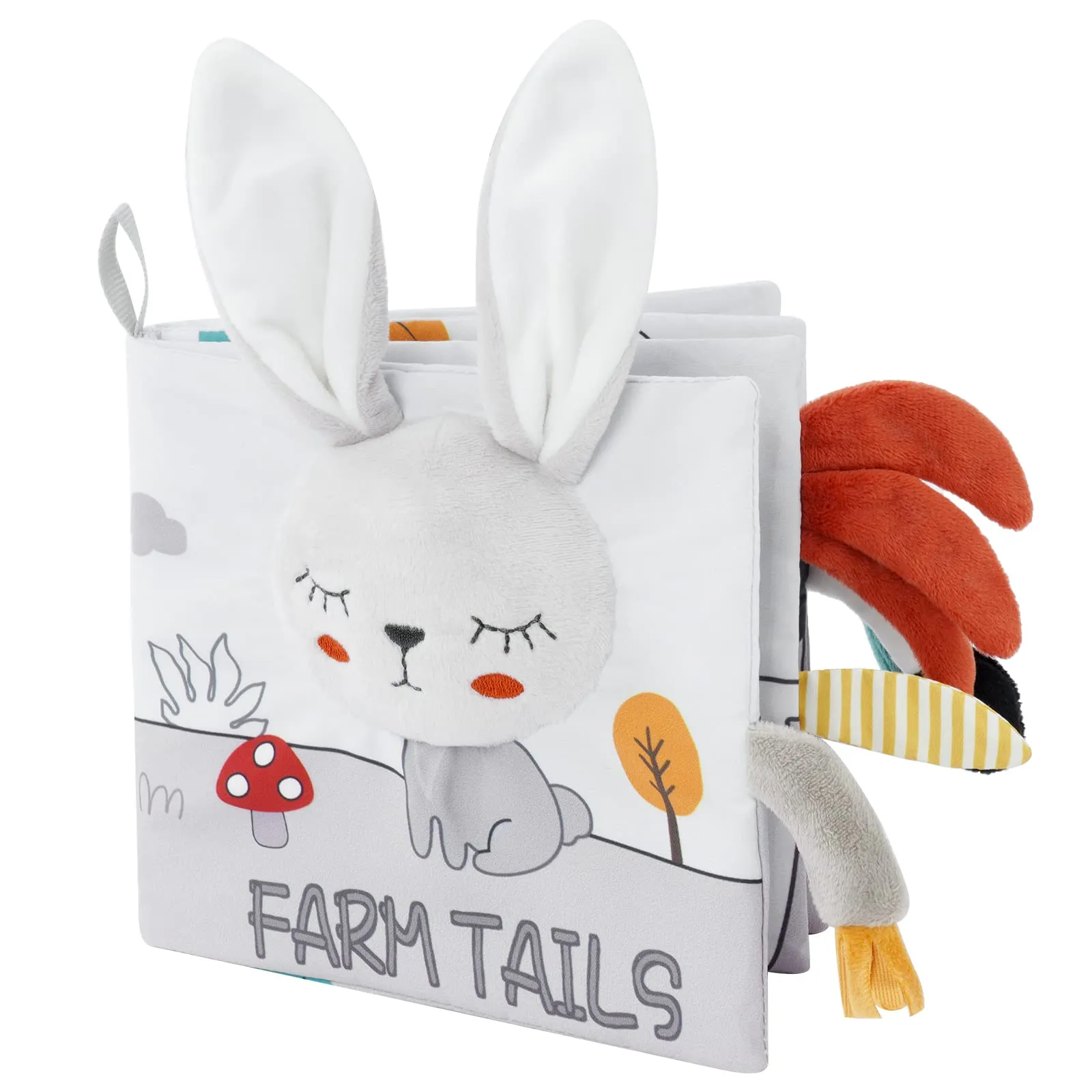 Vicloon Libro di Stoffa Interattivo per Bambini, Libri Sensoriali Educativi con Suono, Coniglio Grigio Chiaro - immagine 1