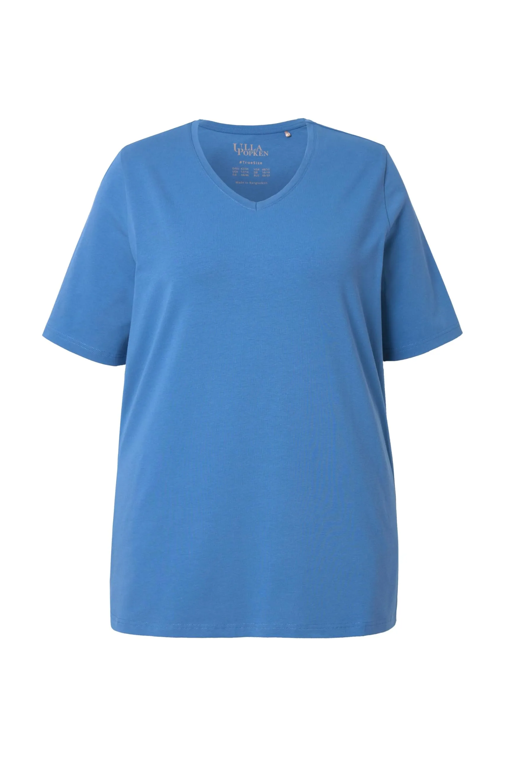 Ulla Popken T-Shirt con Scollo a V e Mezze Maniche Blue Jeans 515283721-66+ - immagine 3