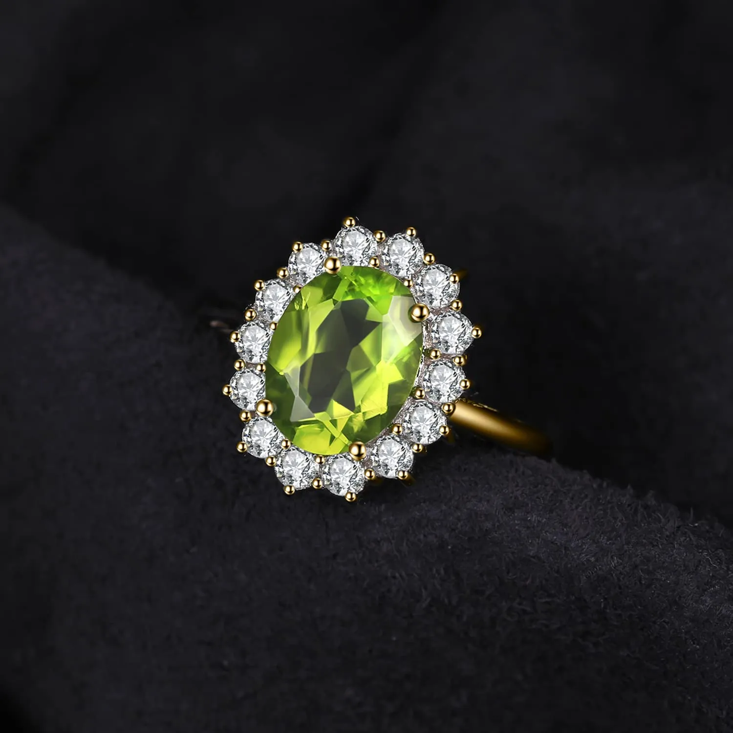 JewelryPalace Anello Halo in Argento 925 con Peridoto Verde Naturale, Taglia 9.5 - immagine 3