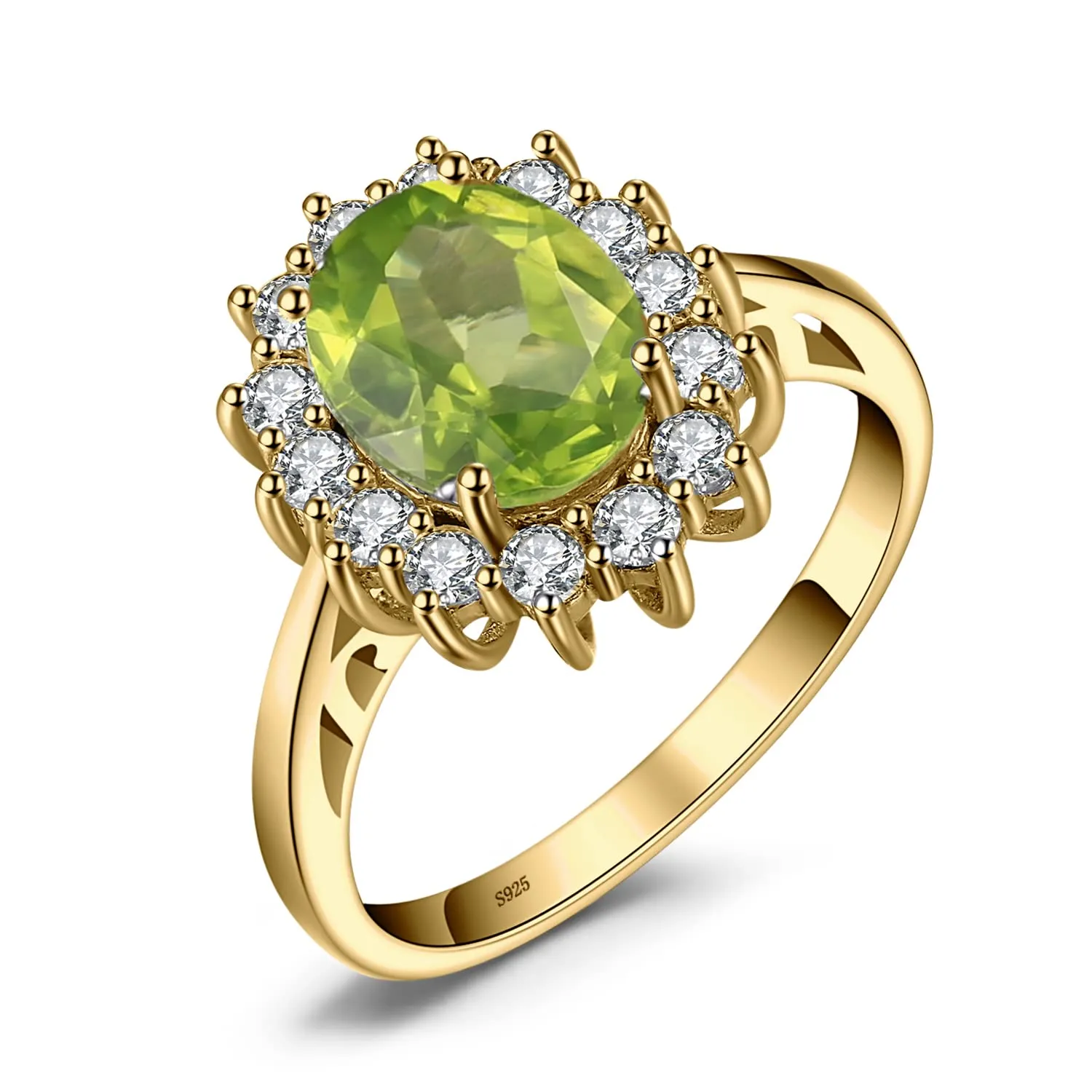 JewelryPalace Anello Halo in Argento 925 con Peridoto Verde Naturale, Misura 19.5 - immagine 1
