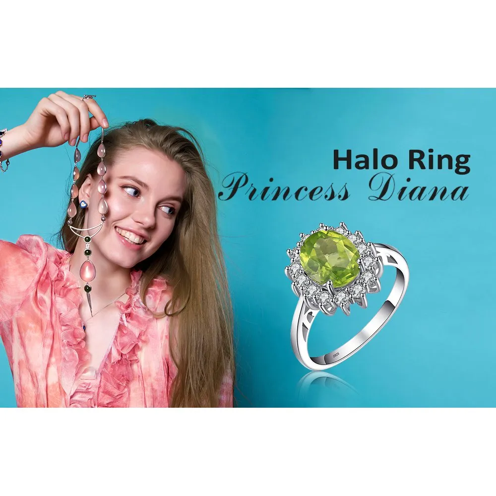 JewelryPalace Anello Halo in Argento 925 con Peridoto Verde e Zirconi, Taglia 10.5 - immagine 6