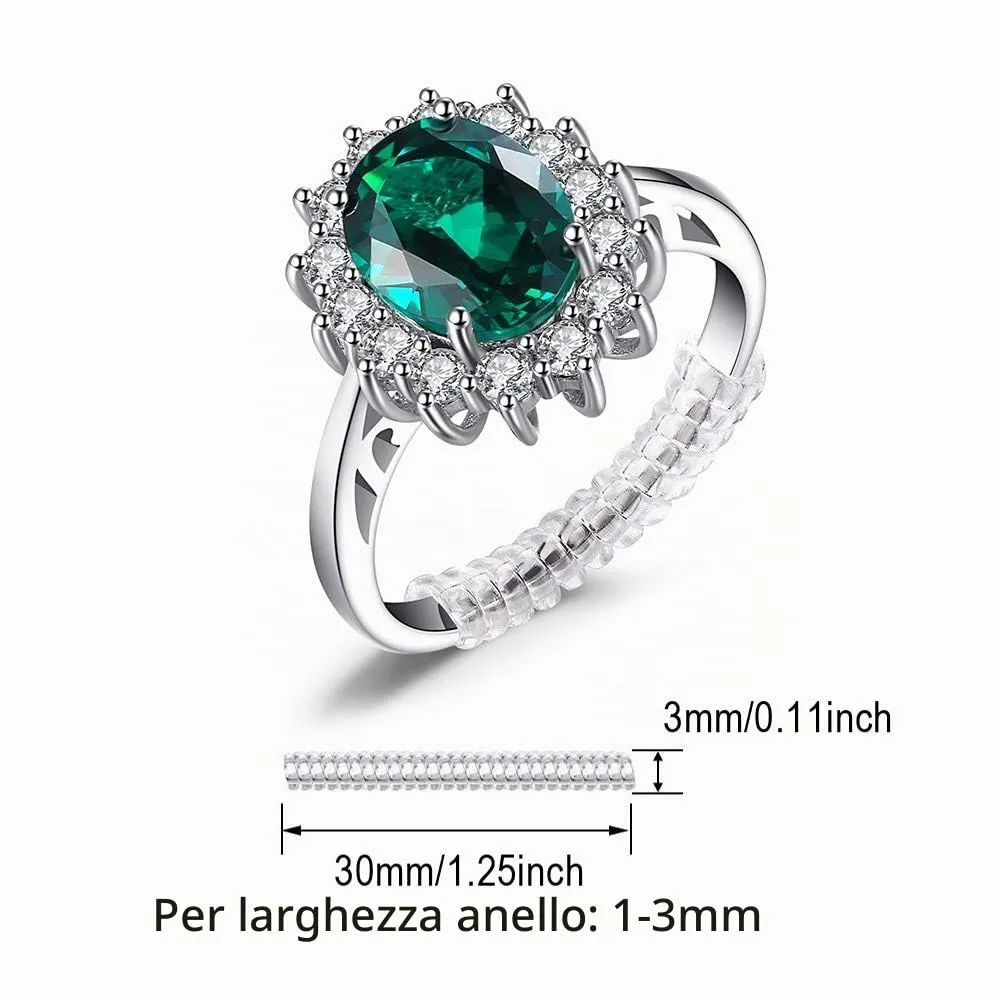 JewelryPalace Anello Halo in Argento 925 con Smeraldo Verde Simulato e Zirconi, Taglia 9.5 - immagine 5