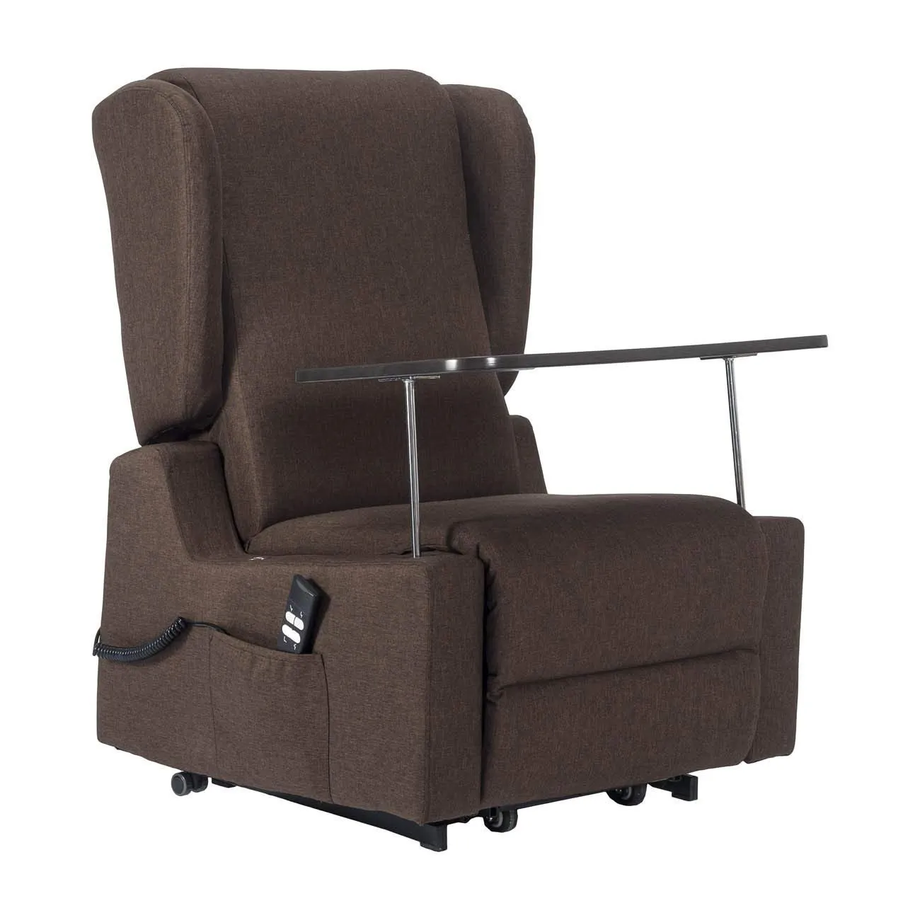 Poltrone Italia Poltrona Relax Elettrica Vertical, 2 Motori, Reclinazione Indipendente Schienale e Pediera, Roller, Braccioli Estraibili, Tavolino, Memory, Marrone - immagine 5