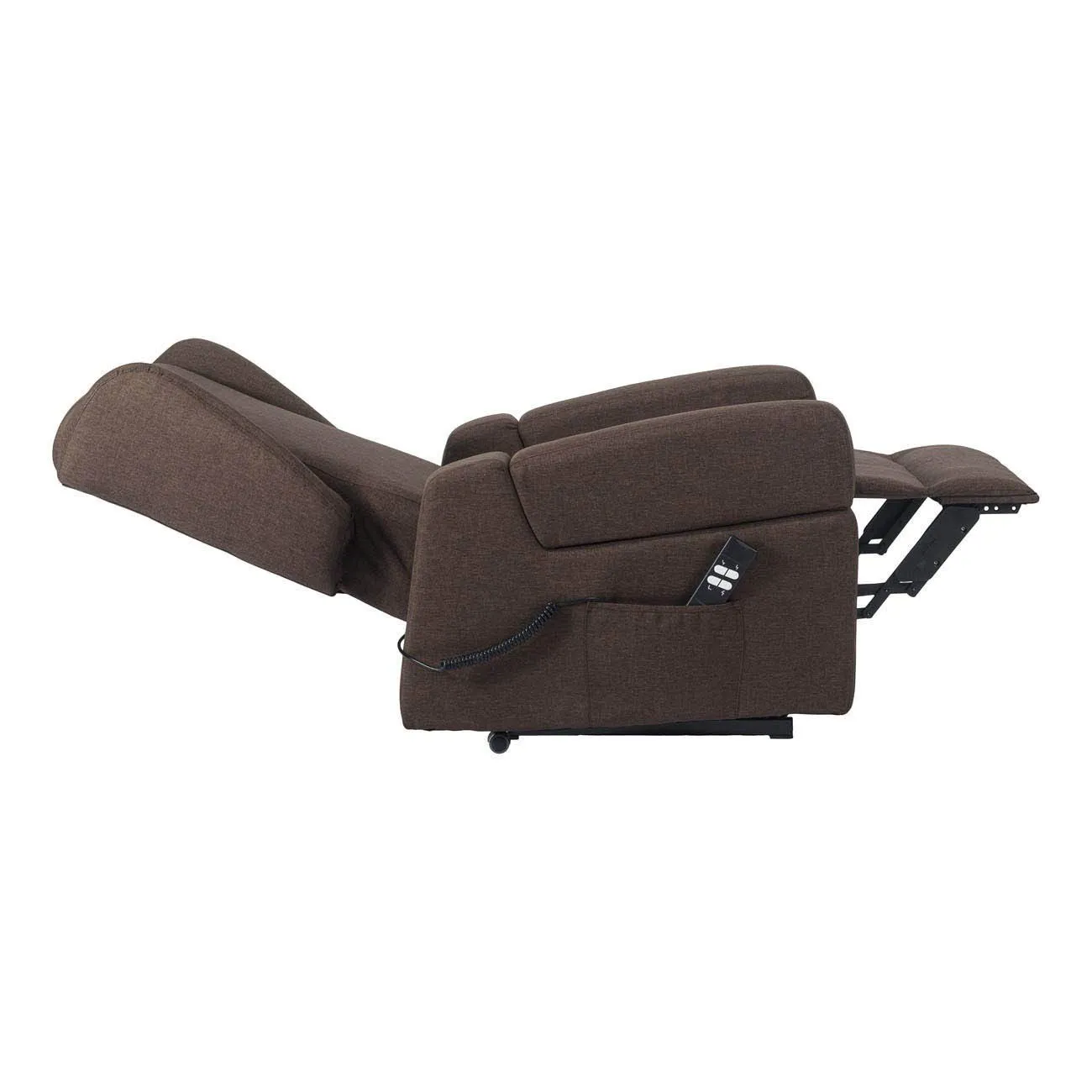 Poltrone Italia Poltrona Relax Elettrica Vertical, 2 Motori, Reclinazione Indipendente Schienale e Pediera, Roller, Braccioli Estraibili, Tavolino, Memory, Marrone - immagine 6