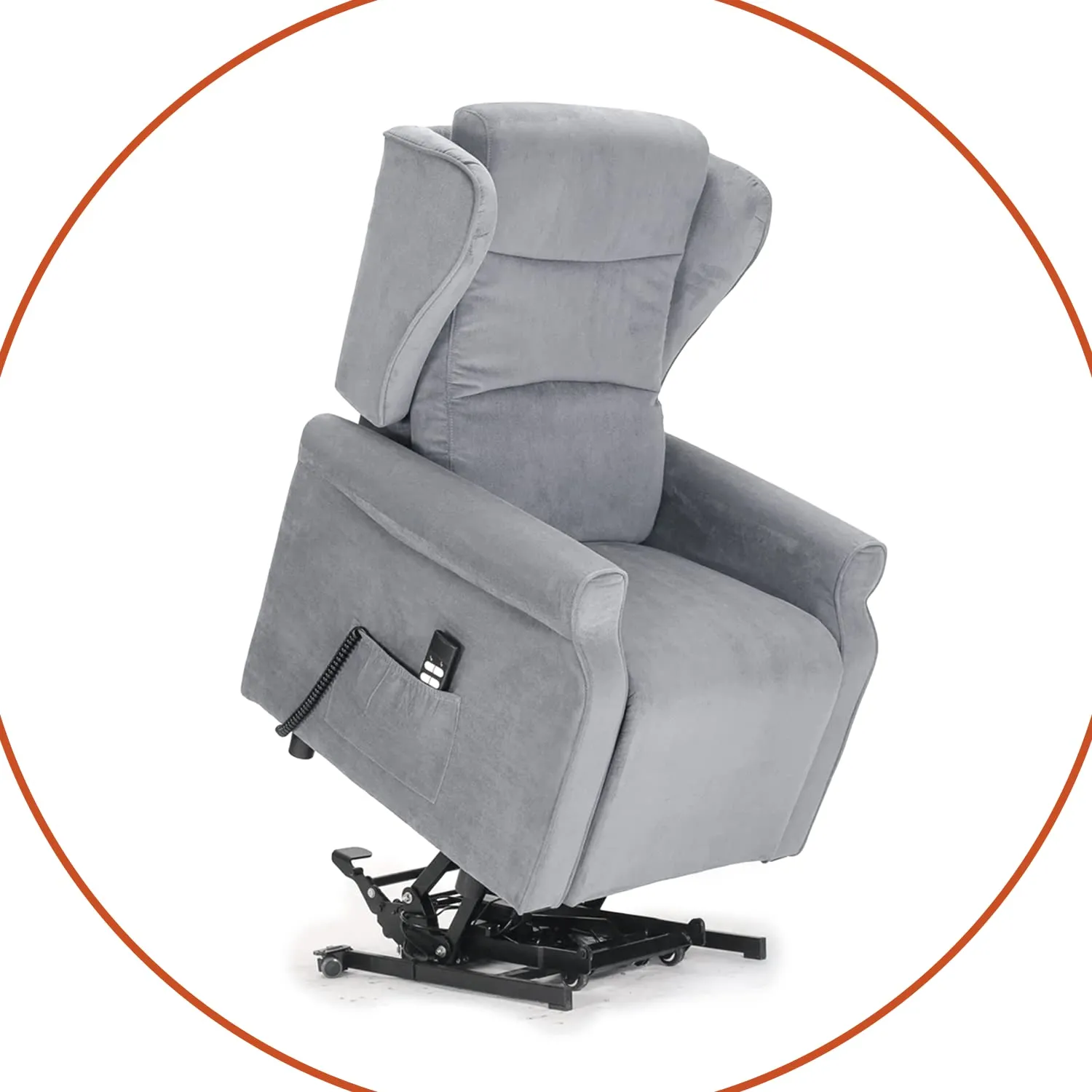 Poltrone Italia Poltrona Alzapersona Elettrica Zero Gravity 2 Motori con Carrello Retrattile, Grigio Chiaro - immagine 7