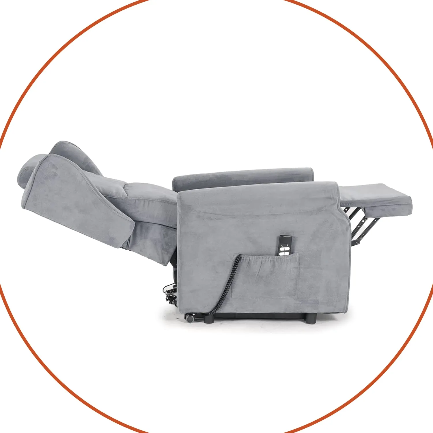 Poltrone Italia Poltrona Alzapersona Elettrica Zero Gravity 2 Motori con Carrello Retrattile, Grigio Chiaro - immagine 9