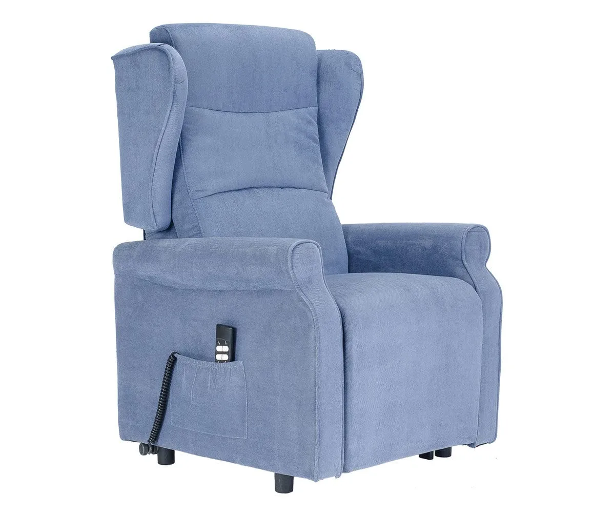 Poltrone Italia Poltrona Alzapersona Elettrica Zero Gravity 2 Motori, Carrello Retrattile, Blu - immagine 1