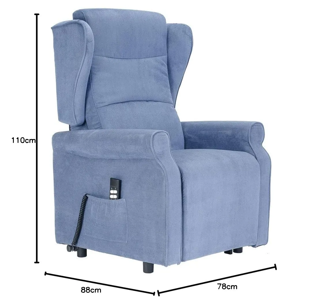 Poltrone Italia Poltrona Alzapersona Elettrica Zero Gravity 2 Motori, Carrello Retrattile, Blu - immagine 3
