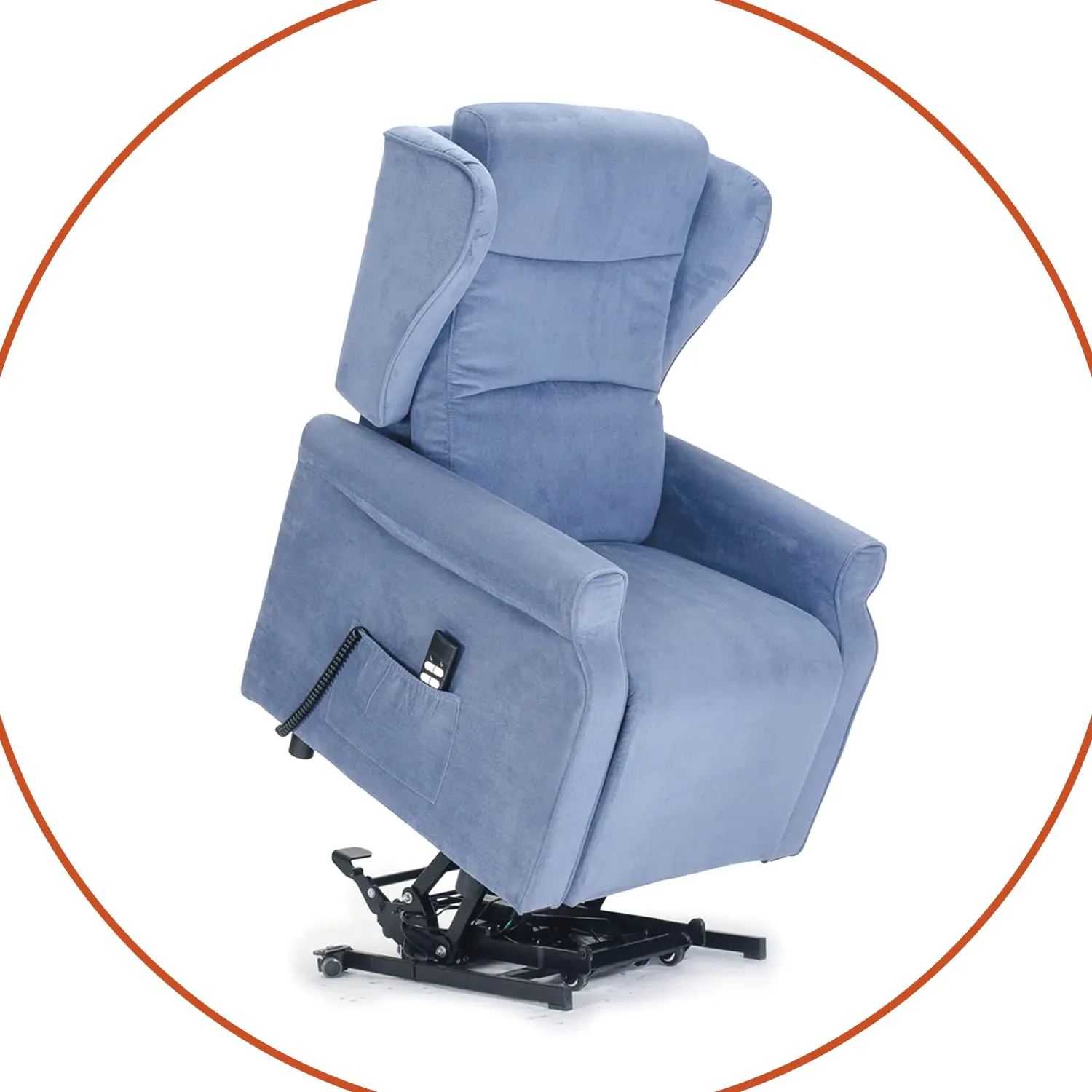 Poltrone Italia Poltrona Alzapersona Elettrica Zero Gravity 2 Motori, Carrello Retrattile, Blu - immagine 7