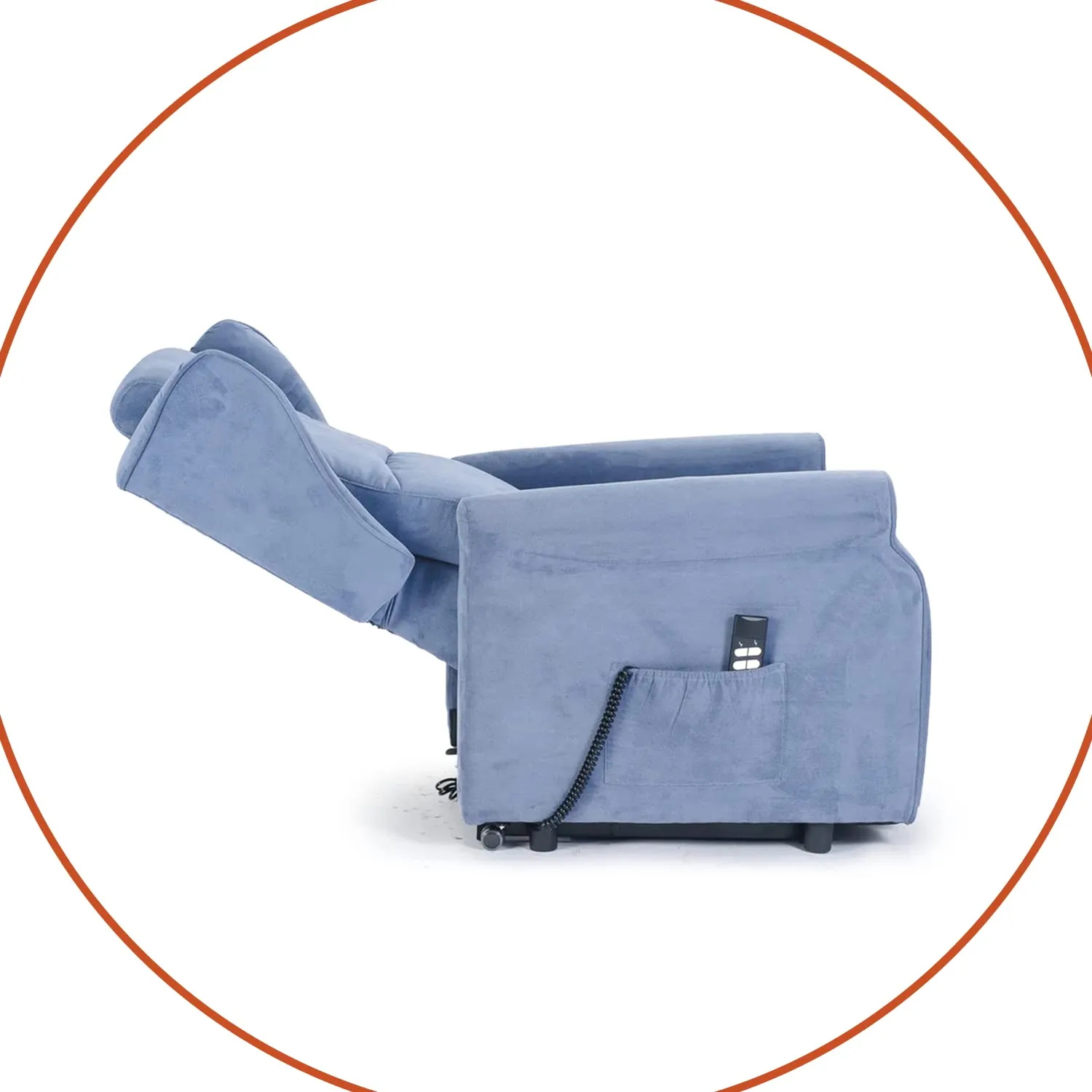 Poltrone Italia Poltrona Alzapersona Elettrica Zero Gravity 2 Motori, Carrello Retrattile, Blu - immagine 8