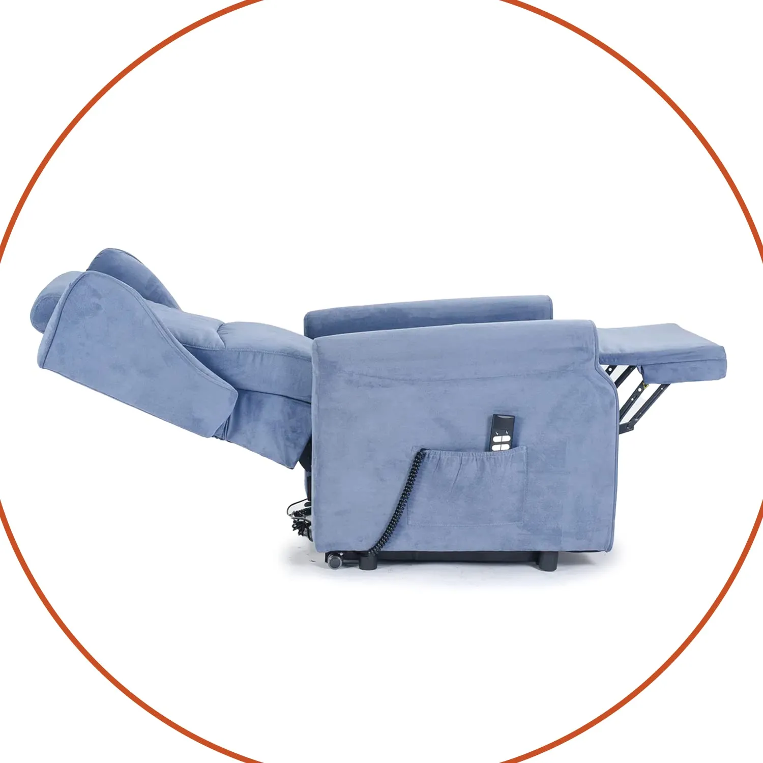 Poltrone Italia Poltrona Alzapersona Elettrica Zero Gravity 2 Motori, Carrello Retrattile, Blu - immagine 9