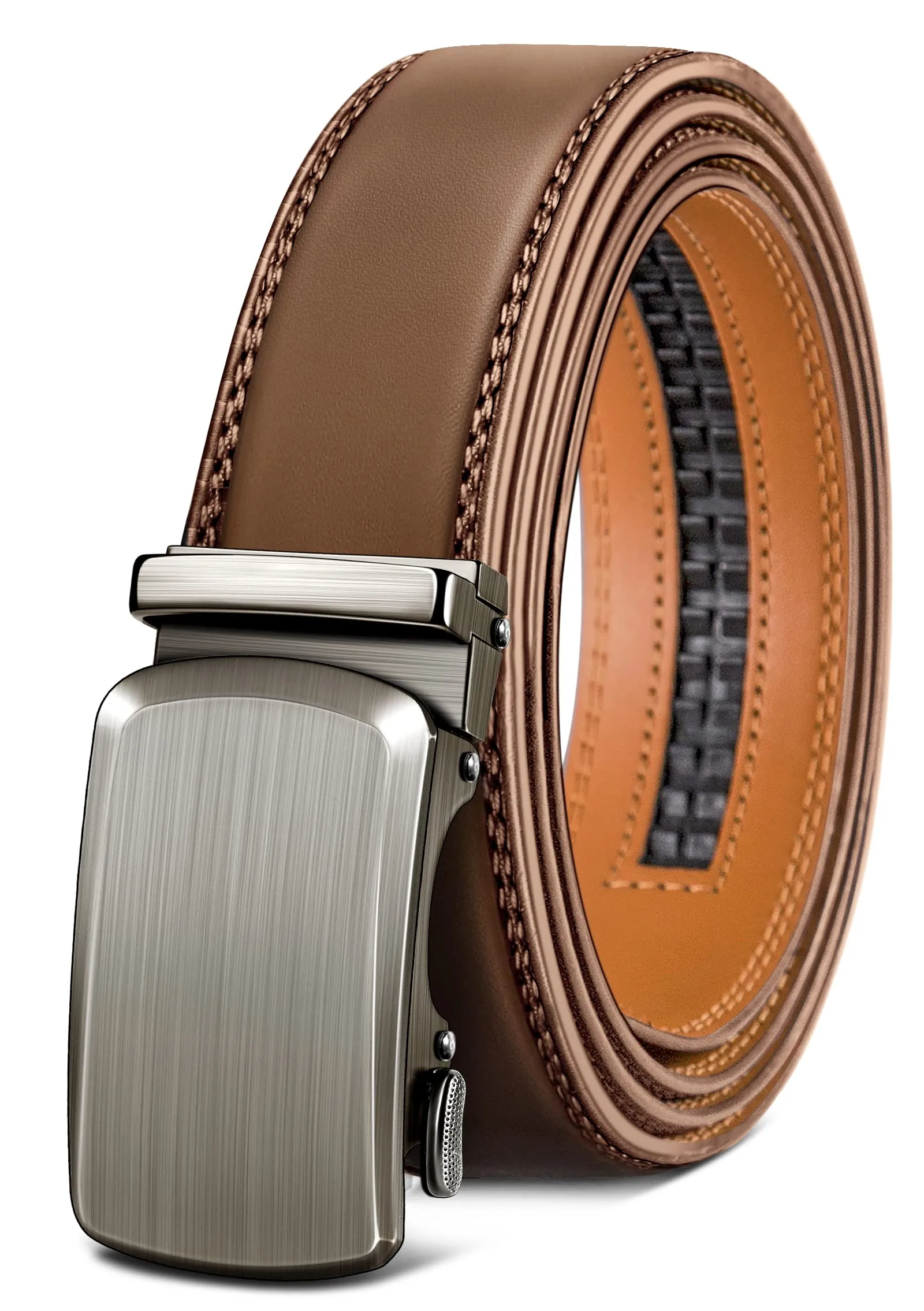 BULLIANT Cintura Uomo in Pelle con Fibbia Automatica a Cricchetto 35mm, Fulvo2948, 110cm/30-36vita regolabile - immagine 1