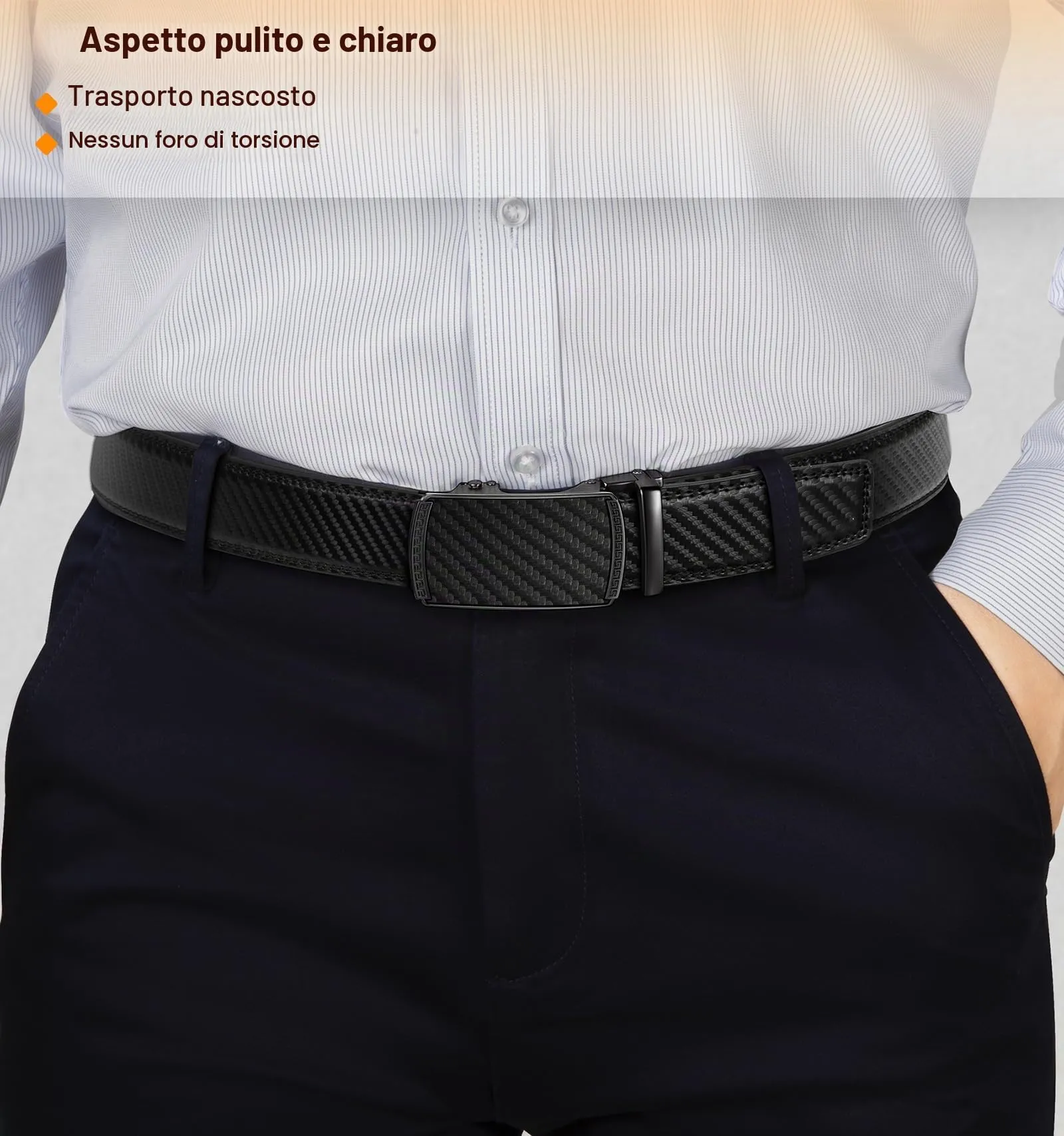 BULLIANT Cintura Uomo in Pelle con Fibbia Automatica a Cricchetto 35mm, Nero, 160cm - immagine 7